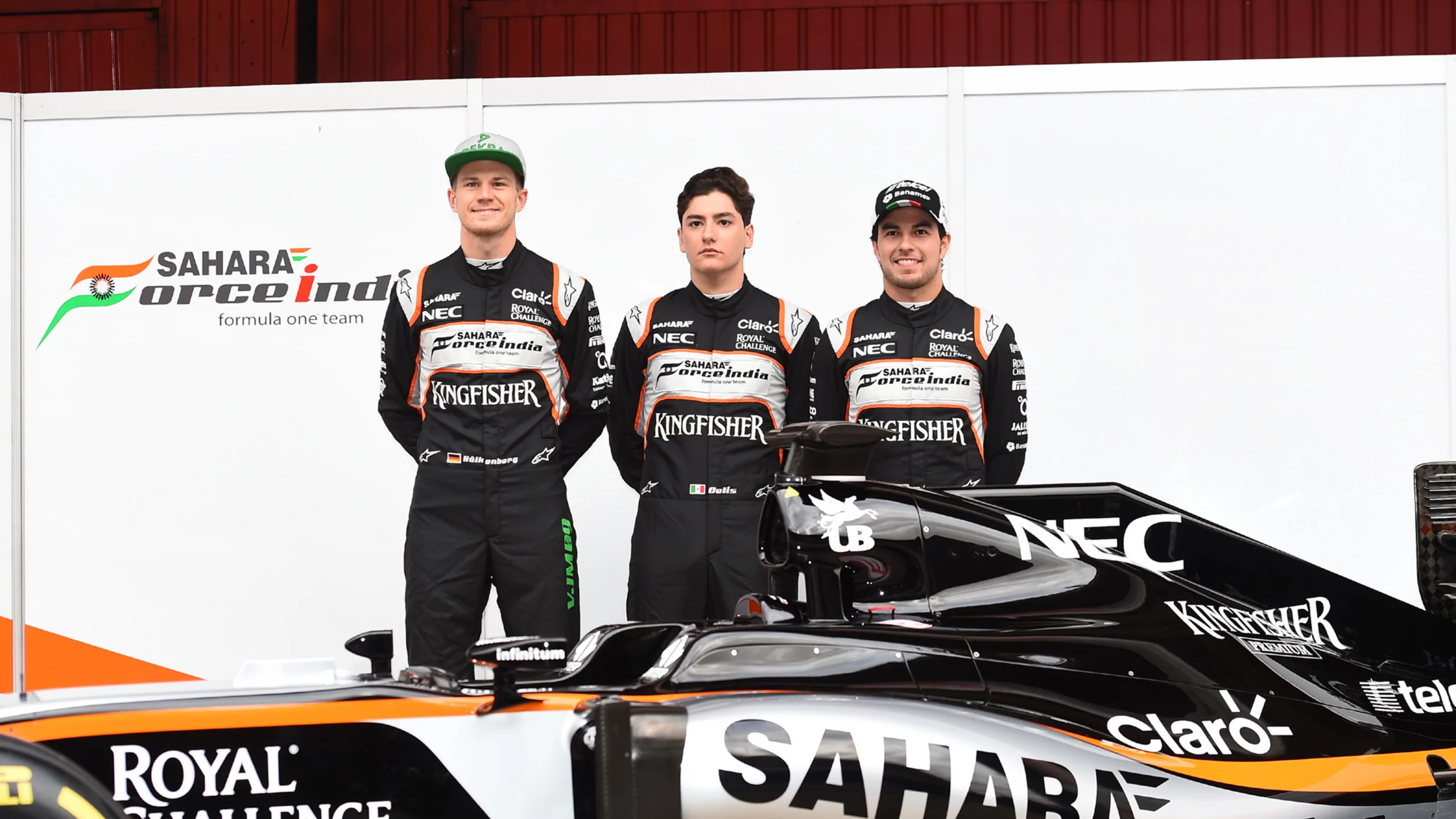 (L to R): Nico Hulkenberg (GER) Force India F1, Alfonso Celis jr (MEX) Force India Test Driver and