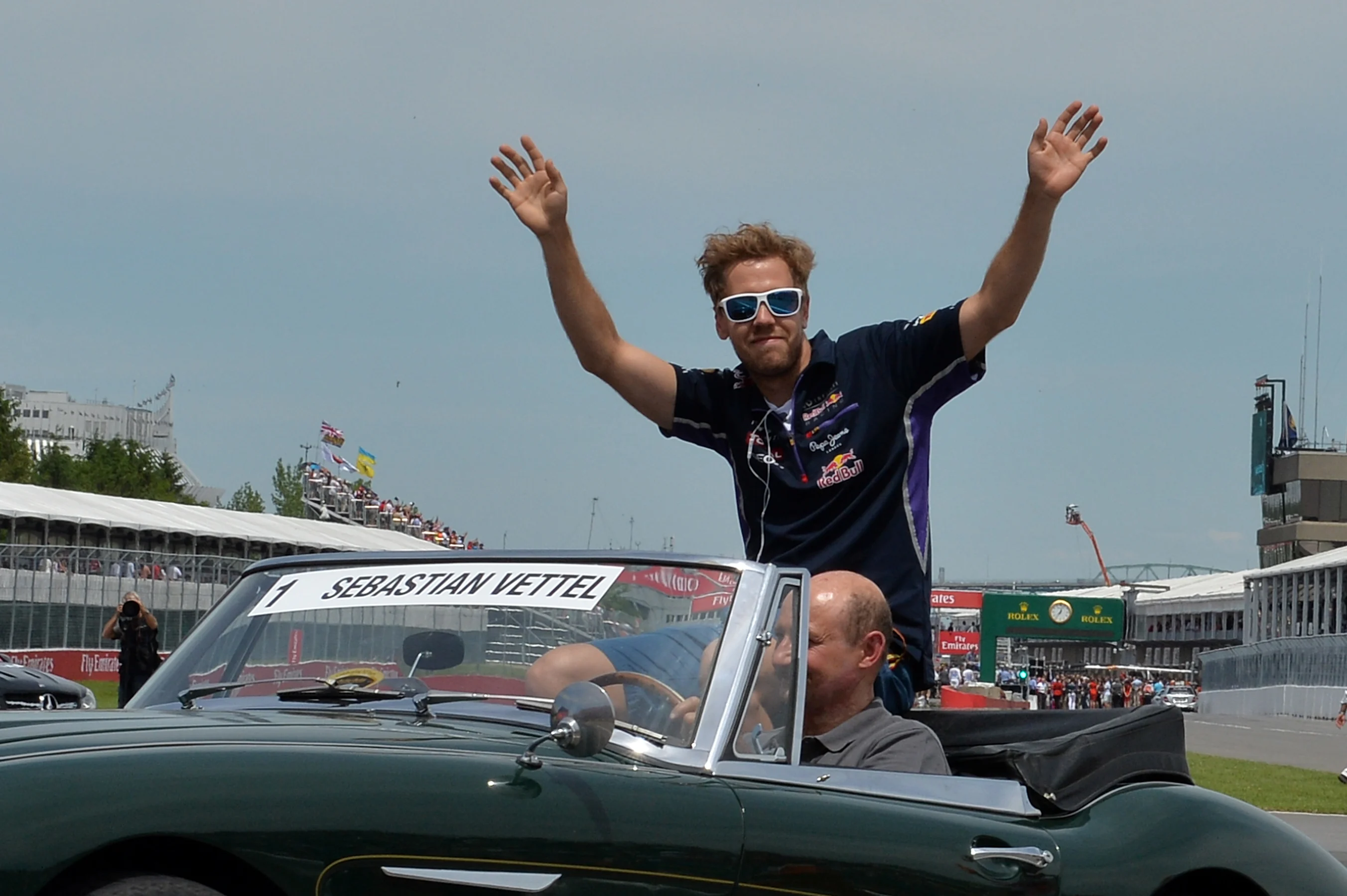Sebastian Vettel (GER) Red Bull Racing on the drivers parade. Formula One World Championship, Rd7,