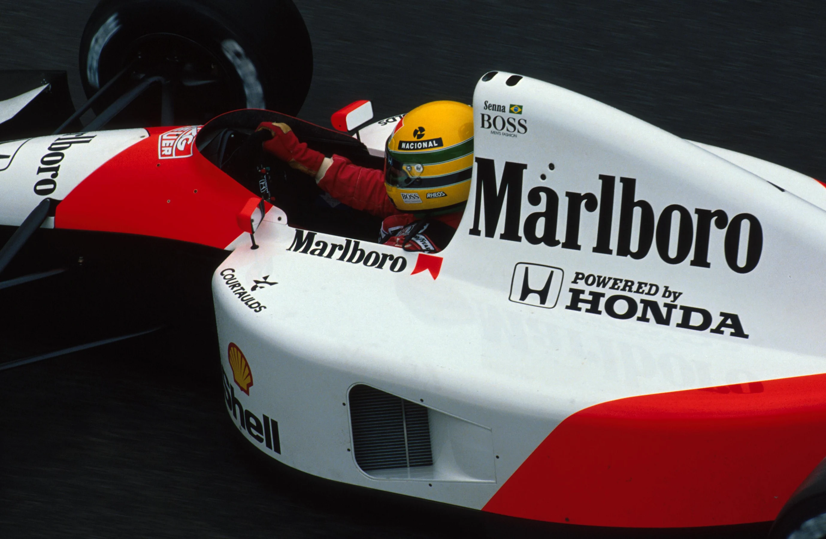 Ayrton Senna (BRA) McLaren MP4/6, 1st place. Brazilian Grand Prix, Interlagos, 24 March 1991
