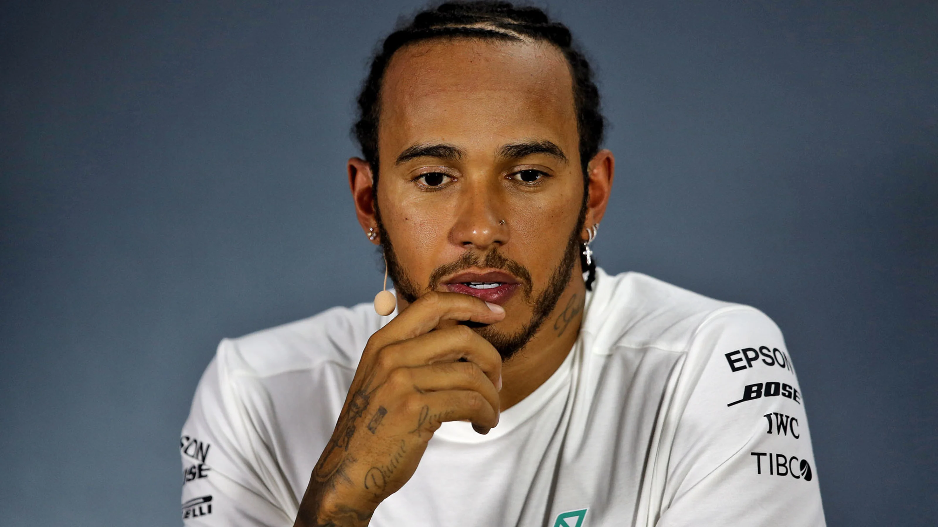 Lewis Hamilton (GBR) Mercedes AMG F1 in the post qualifying FIA Press Conference.
07.09.2019.