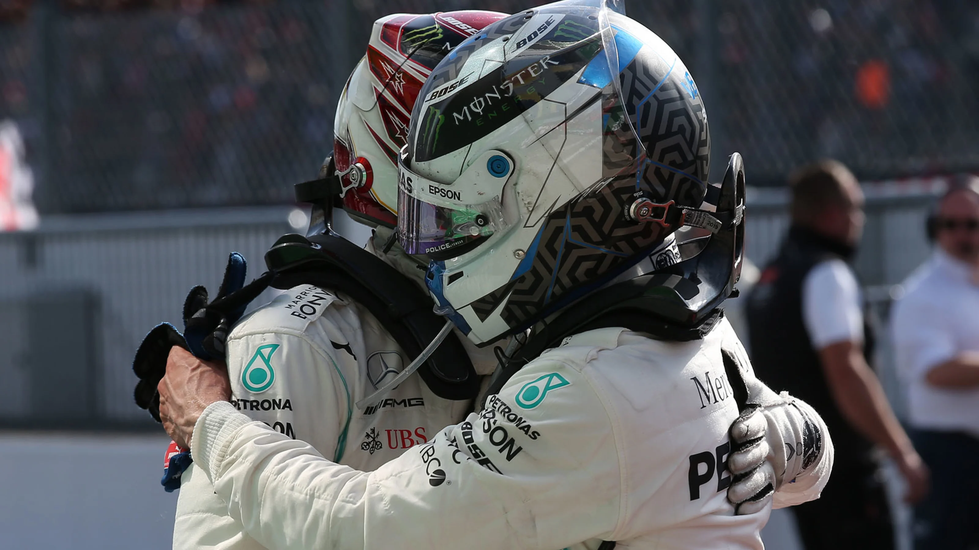 Lewis Hamilton (GBR) Mercedes AMG F1 W10 and Valtteri Bottas (FIN) Mercedes AMG F1 W10.
08.09.2019.