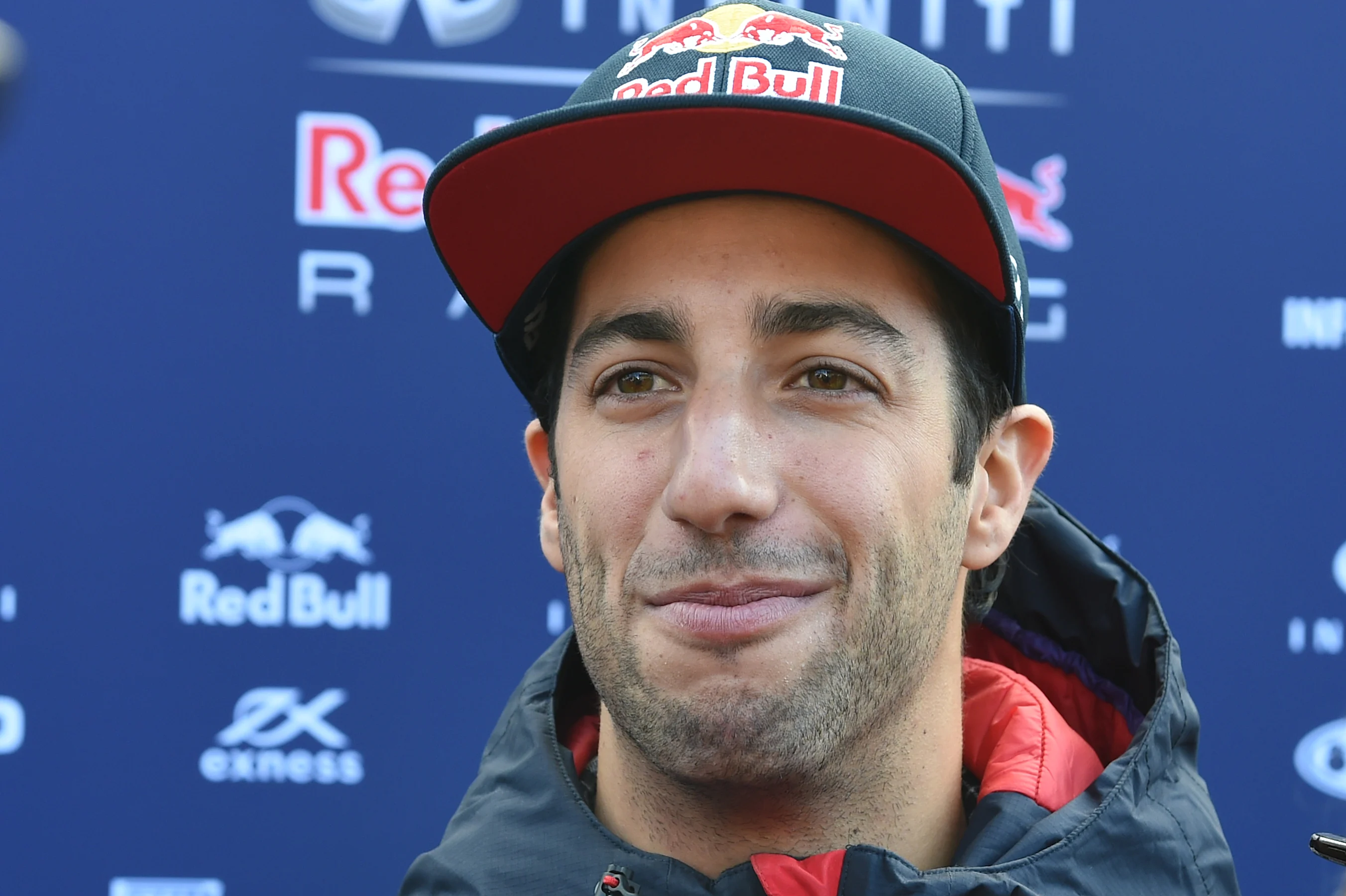 Daniel Ricciardo (AUS) Red Bull Racing talks with the media  at Formula One Testing, Day One,