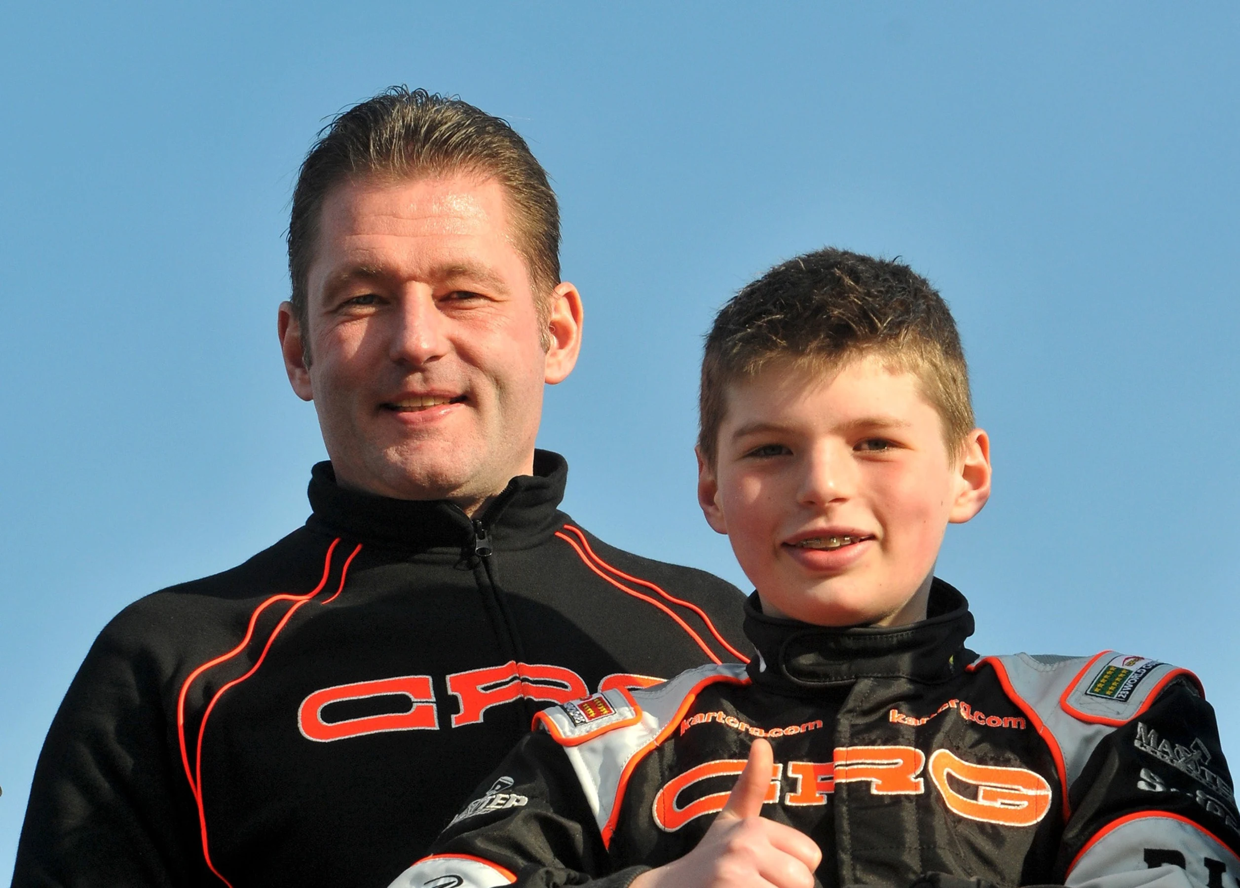 Max Verstappen (NDL), CRG, (right) son of Jos Verstappen (NDL) (left), finished second in the 2010