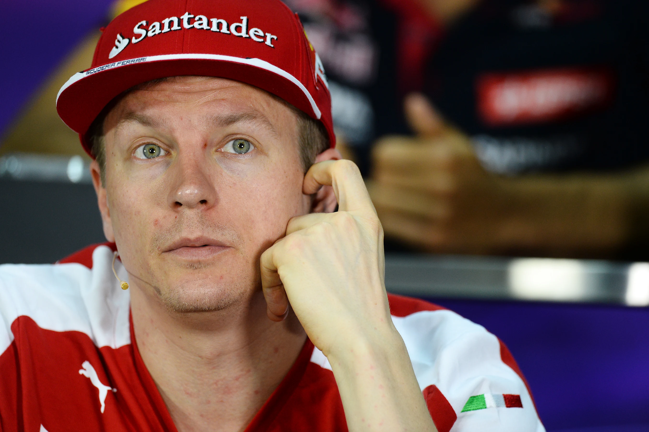 Kimi Raikkonen (FIN) Ferrari in the Press Conference at Formula One World Championship, Rd2,