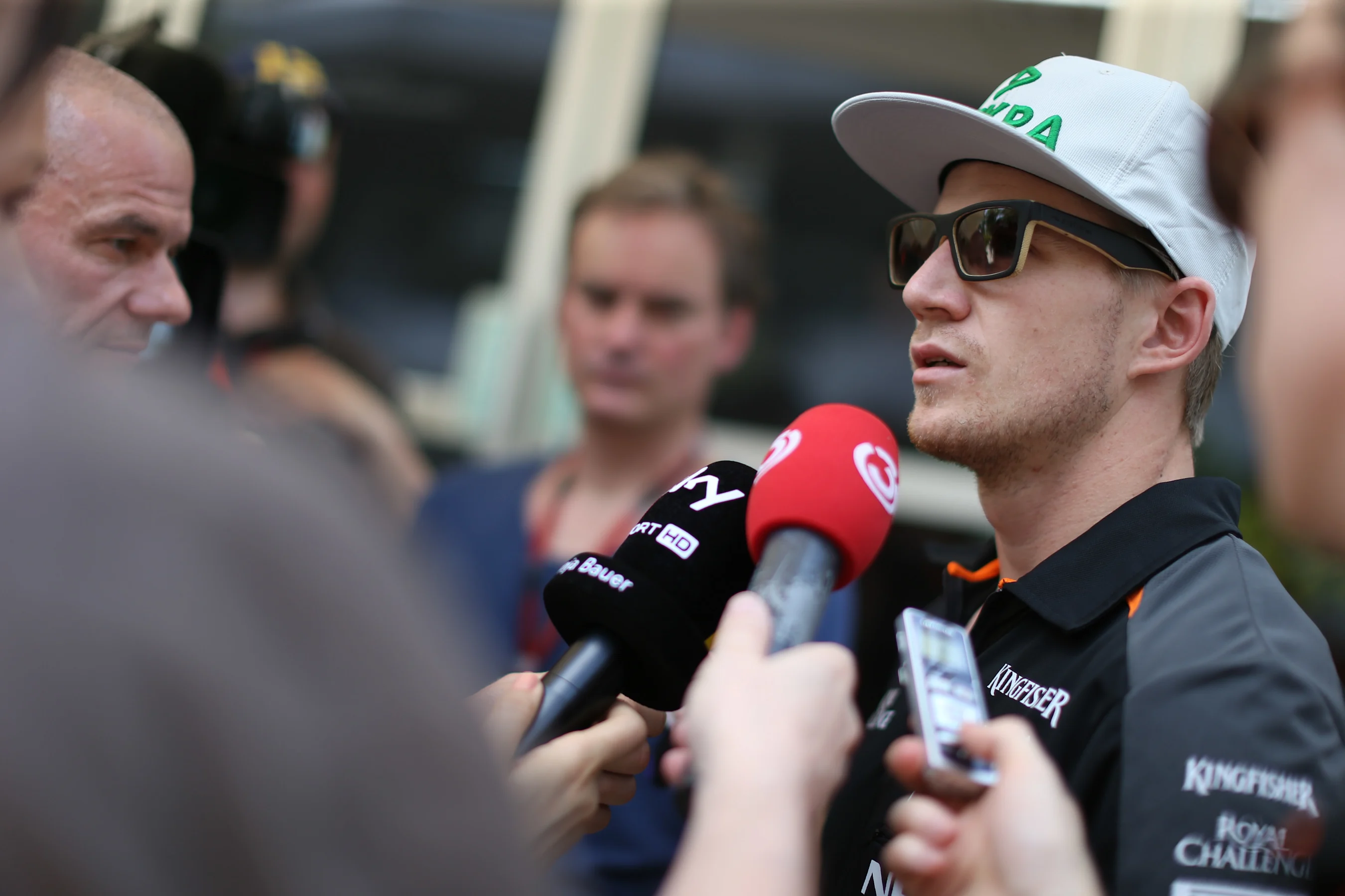 Nico Hulkenberg (GER) Force India F1 talks with the media at Formula One World Championship, Rd2,