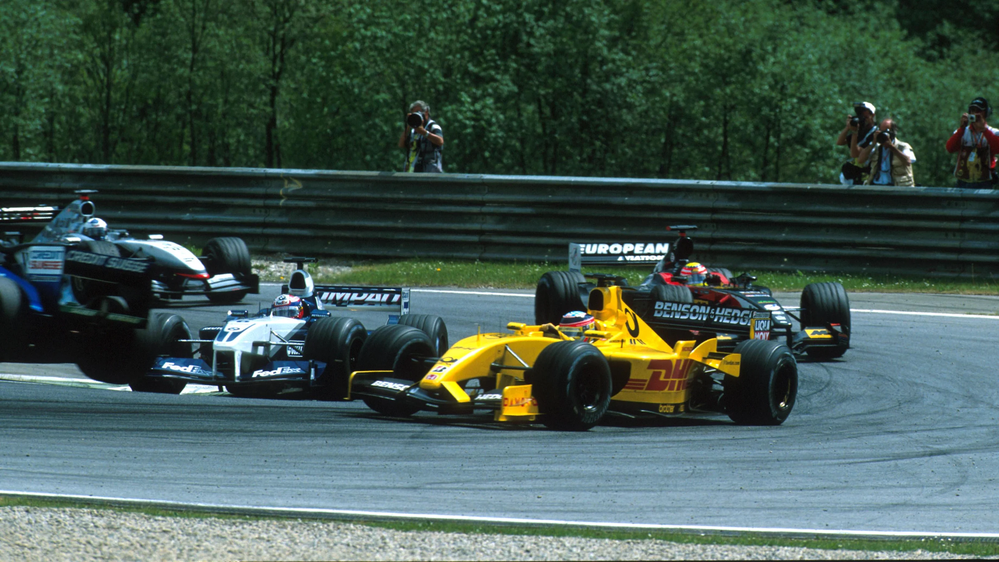 Nick Heidfeld (GER) had a massive accident when he span and collided with Takuma Sato (JPN) Jordan