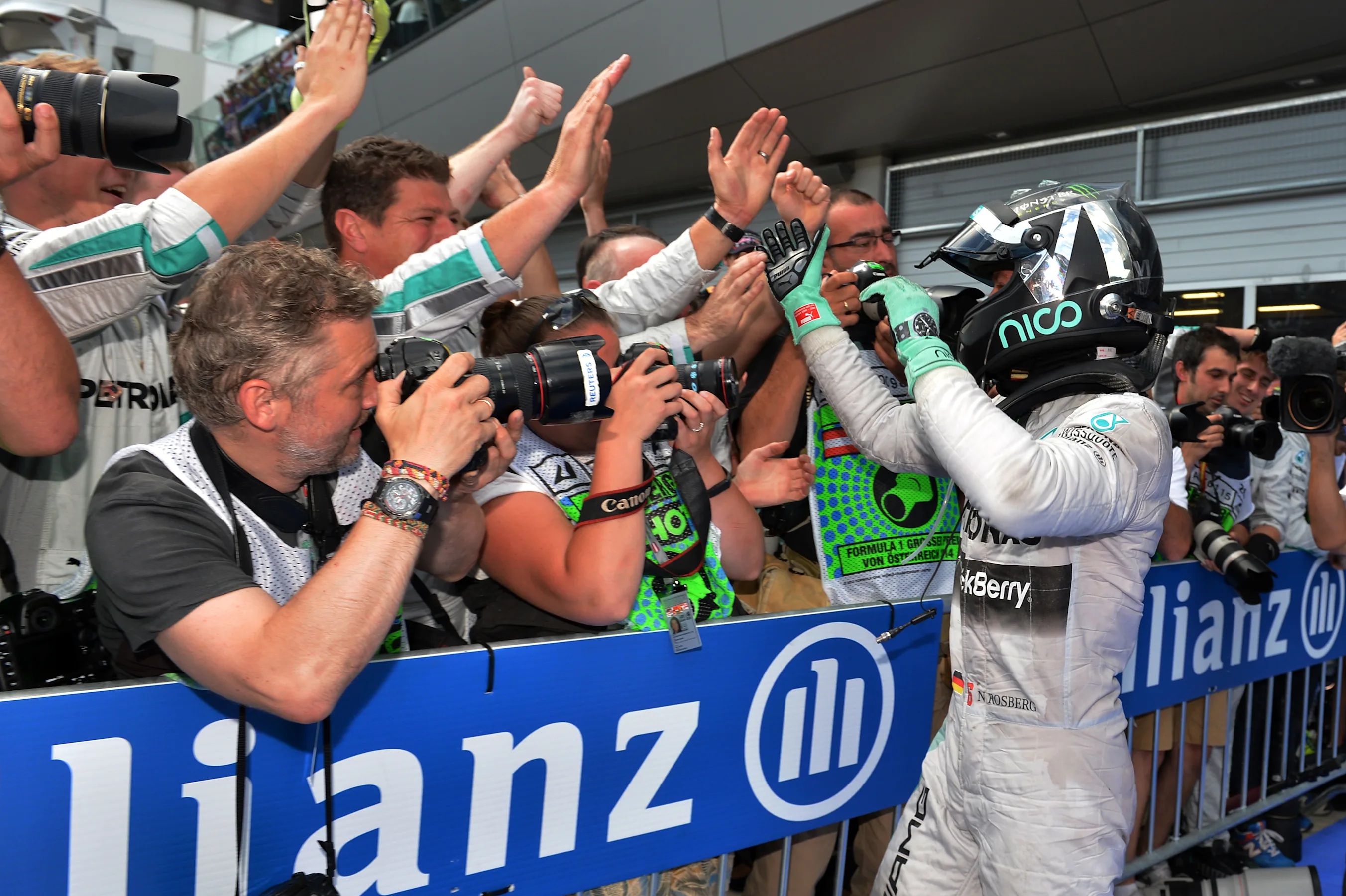 Race winner Nico Rosberg (GER) Mercedes AMG F1 celebrates in parc ferme. Formula One World