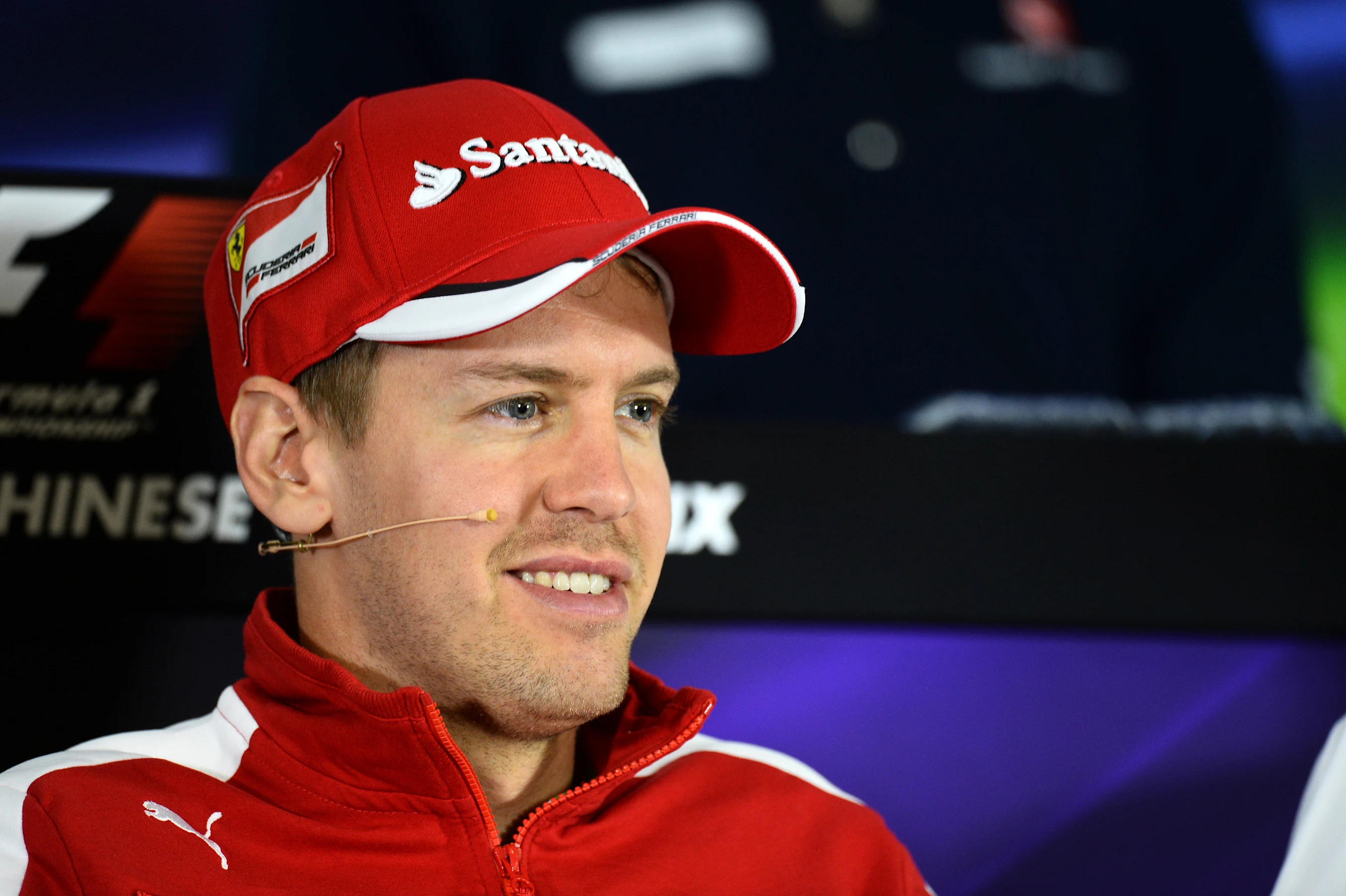 Sebastian Vettel (GER) Ferrari in the Press Conference at Formula One World Championship, Rd3,