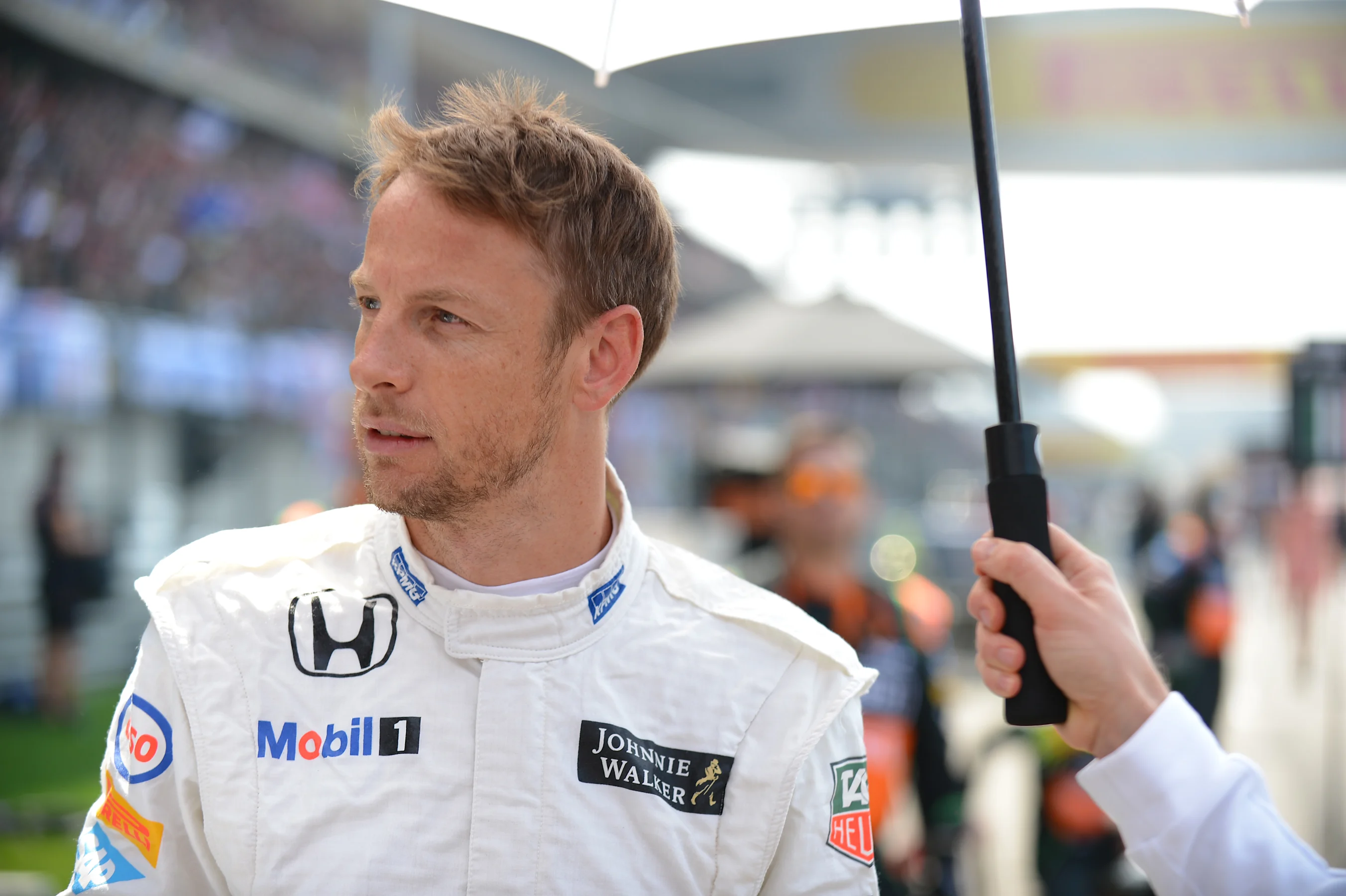 Jenson Button (GBR) McLaren on the grid at Formula One World Championship, Rd3, Chinese Grand Prix,
