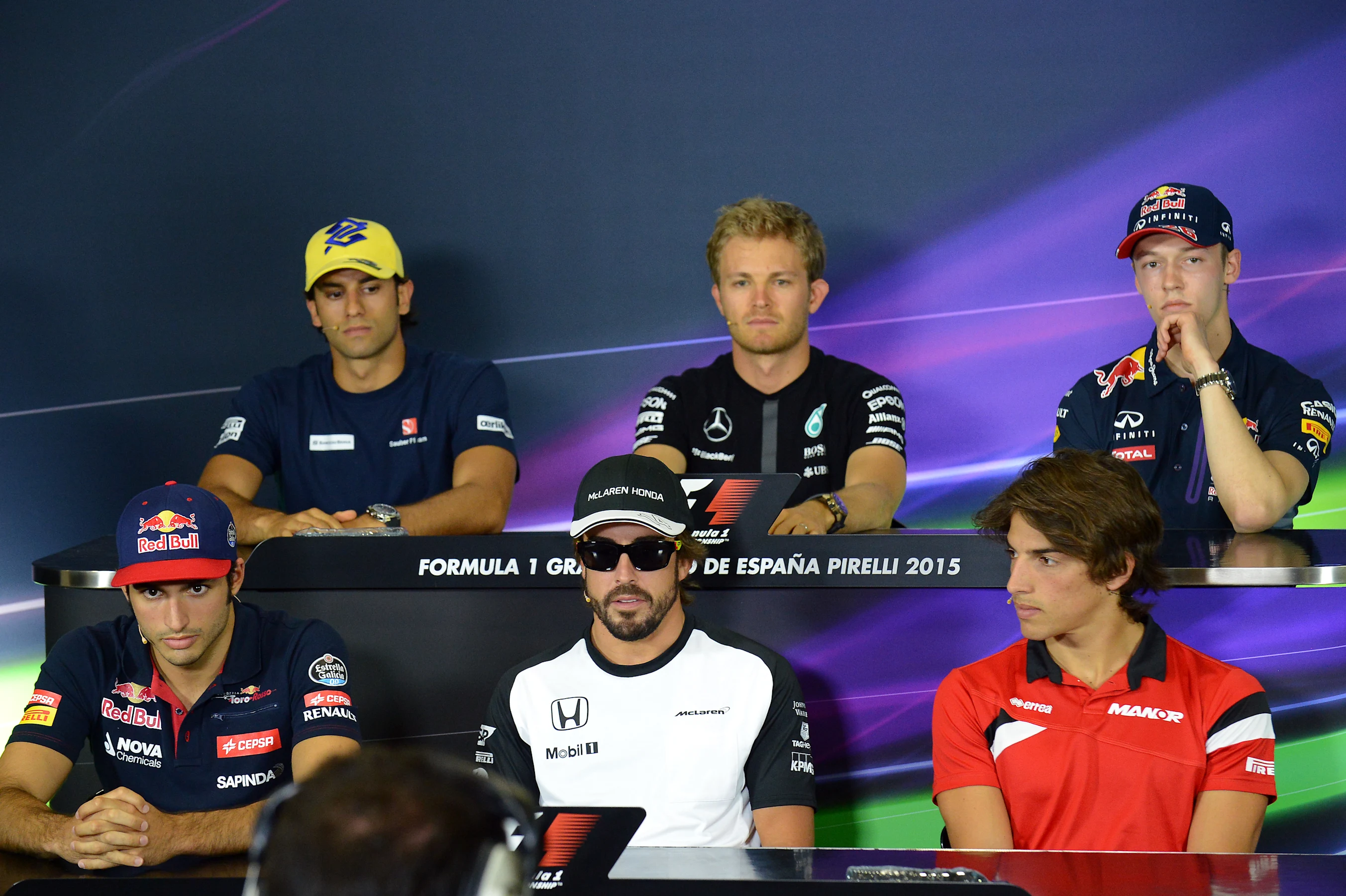 Felipe Nasr (BRA) Sauber, Nico Rosberg (GER) Mercedes AMG F1, Daniil Kyvat (RUS) Red Bull Racing,