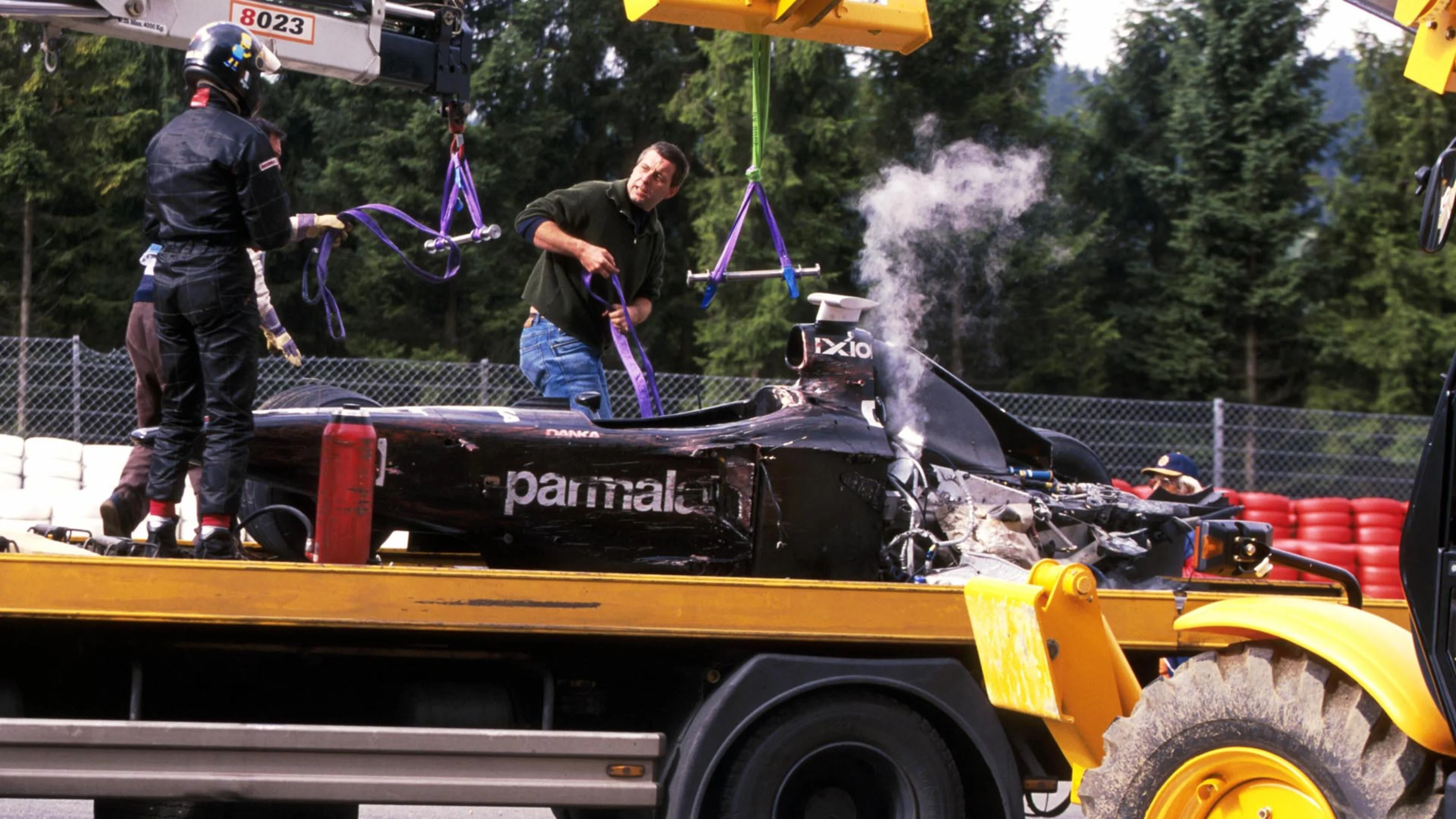 The remains of Mika Salo (FIN) Arrows Formula One World Championship, Rd 13, Belgian Grand Prix,