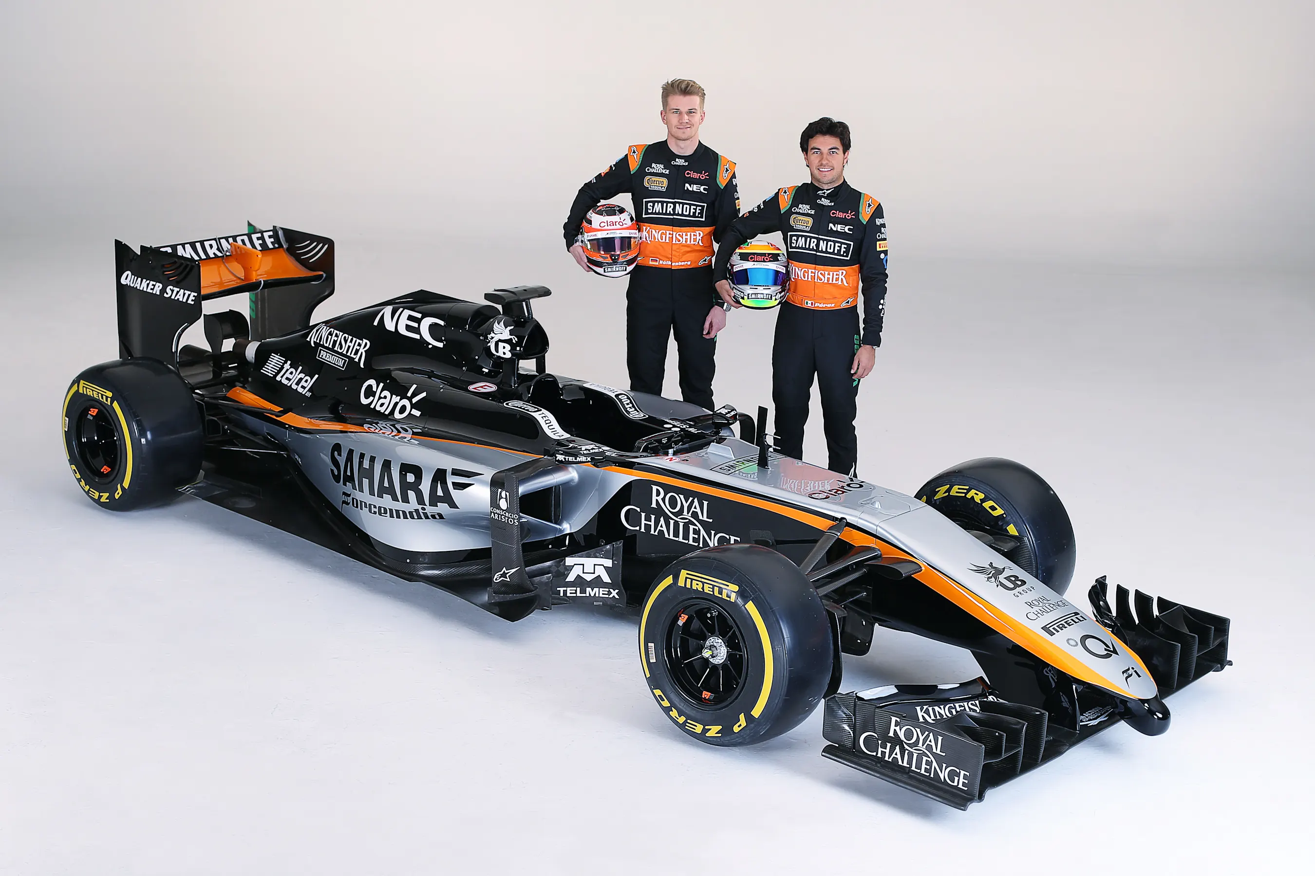www.sutton-images.com - Nico Hulkenberg (GER) Force India F1 and Sergio Perez (MEX) Force India