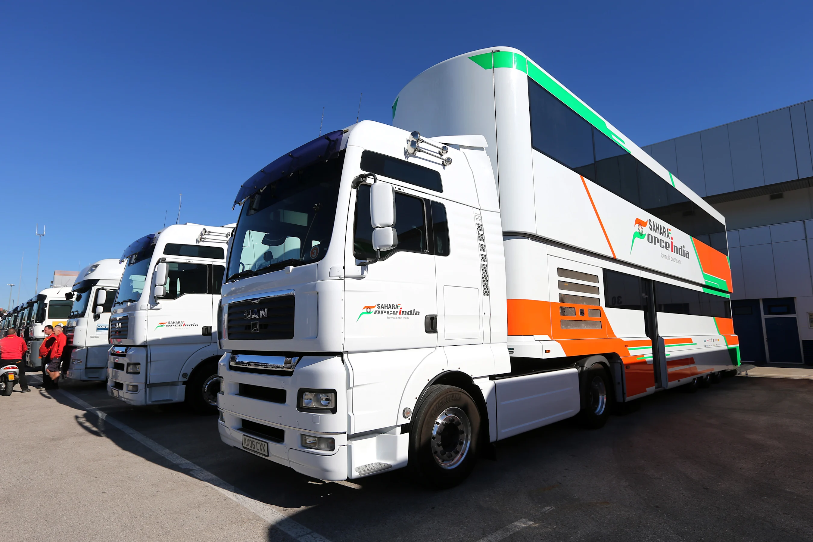 Force India F1 Team transporter. Formula One Testing, Preparations, Jerez, Jerez, Spain, 4