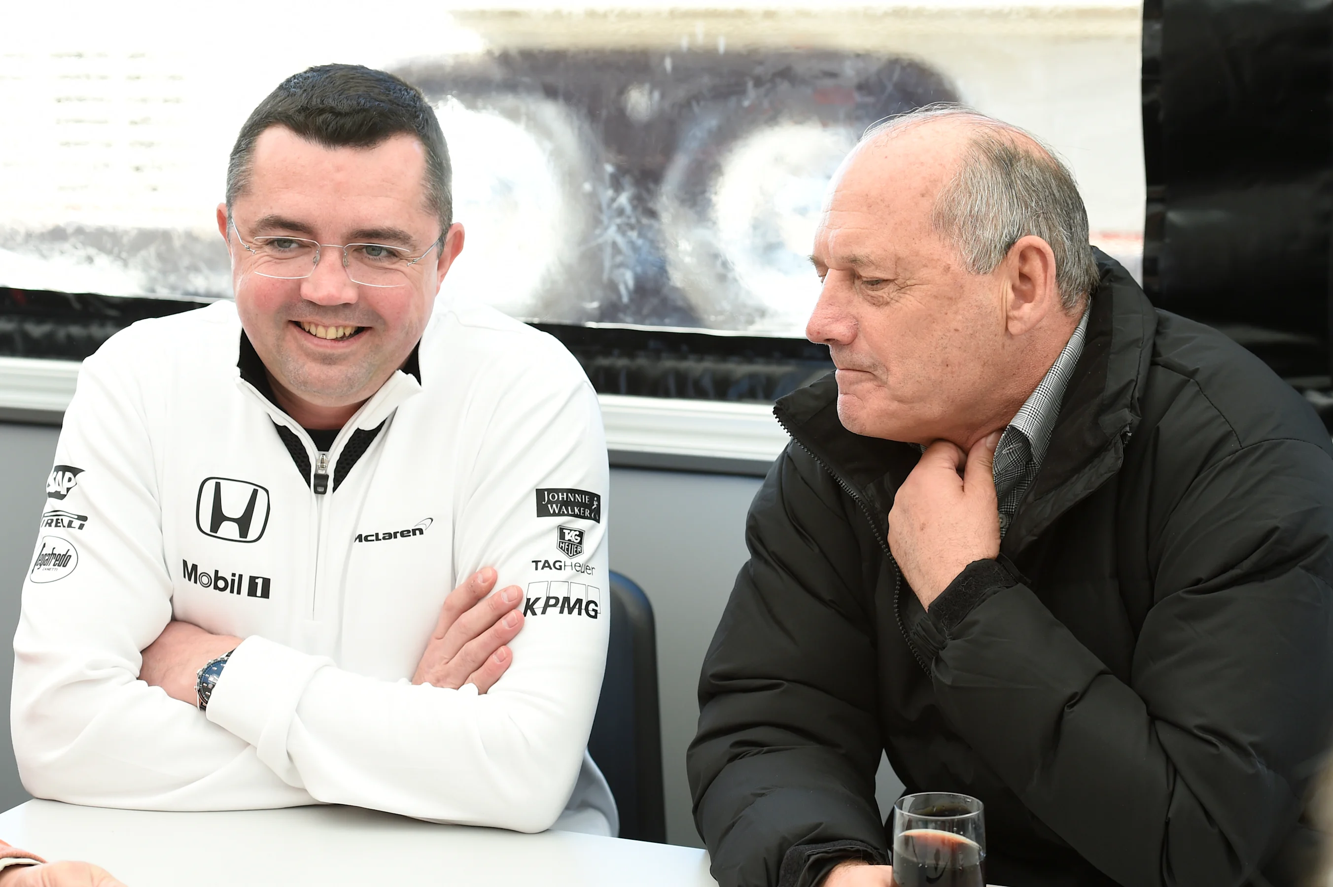 Ron Dennis (GBR) McLaren Executive Chairman and Eric Boullier (FRA) McLaren F1 Team Principal at