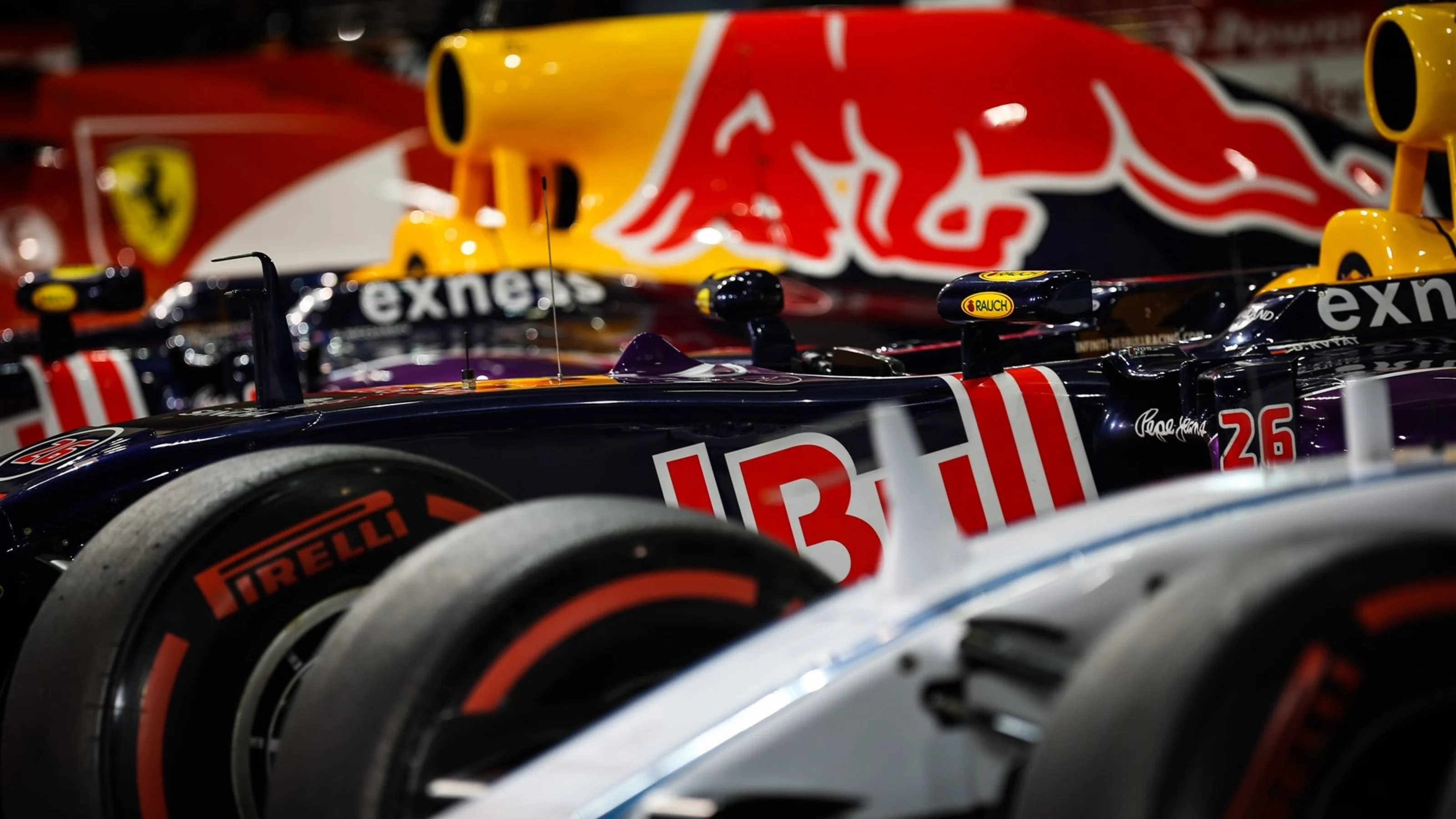 F1 cars in parc ferme at Formula One World Championship, Rd19, Abu Dhabi Grand Prix, Qualifying,