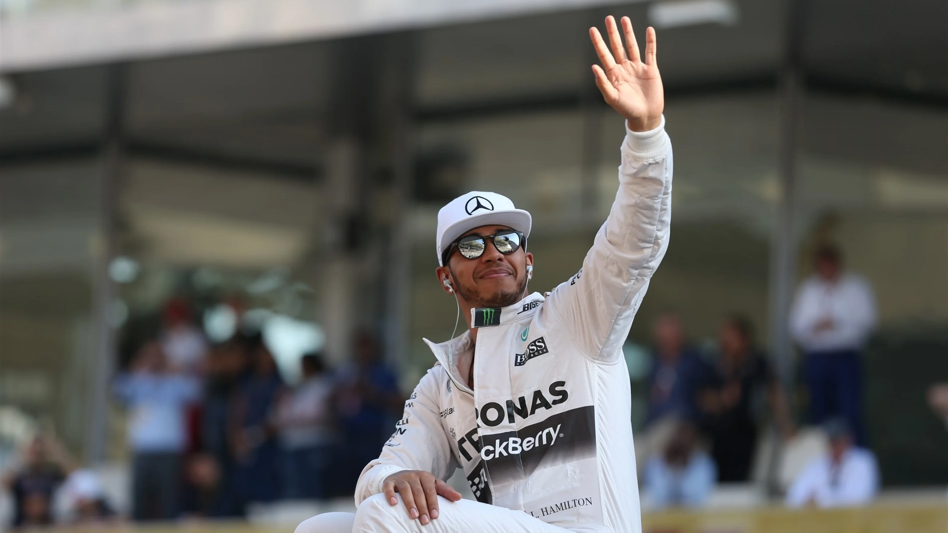 Lewis Hamilton (GBR) Mercedes AMG F1 on the drivers parade at Formula One World Championship, Rd19,