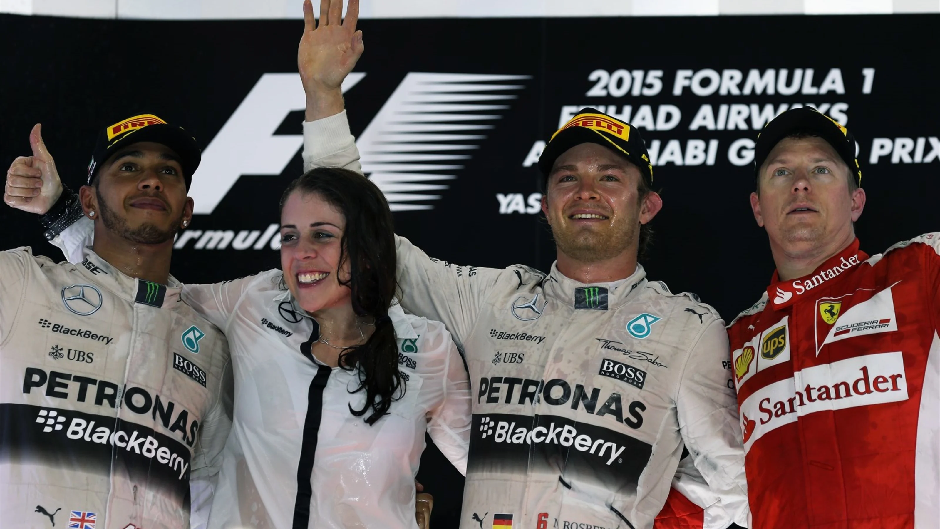 (L to R): Lewis Hamilton (GBR) Mercedes AMG F1, Kim Stevens (GBR) Mercedes AMG F1 Track