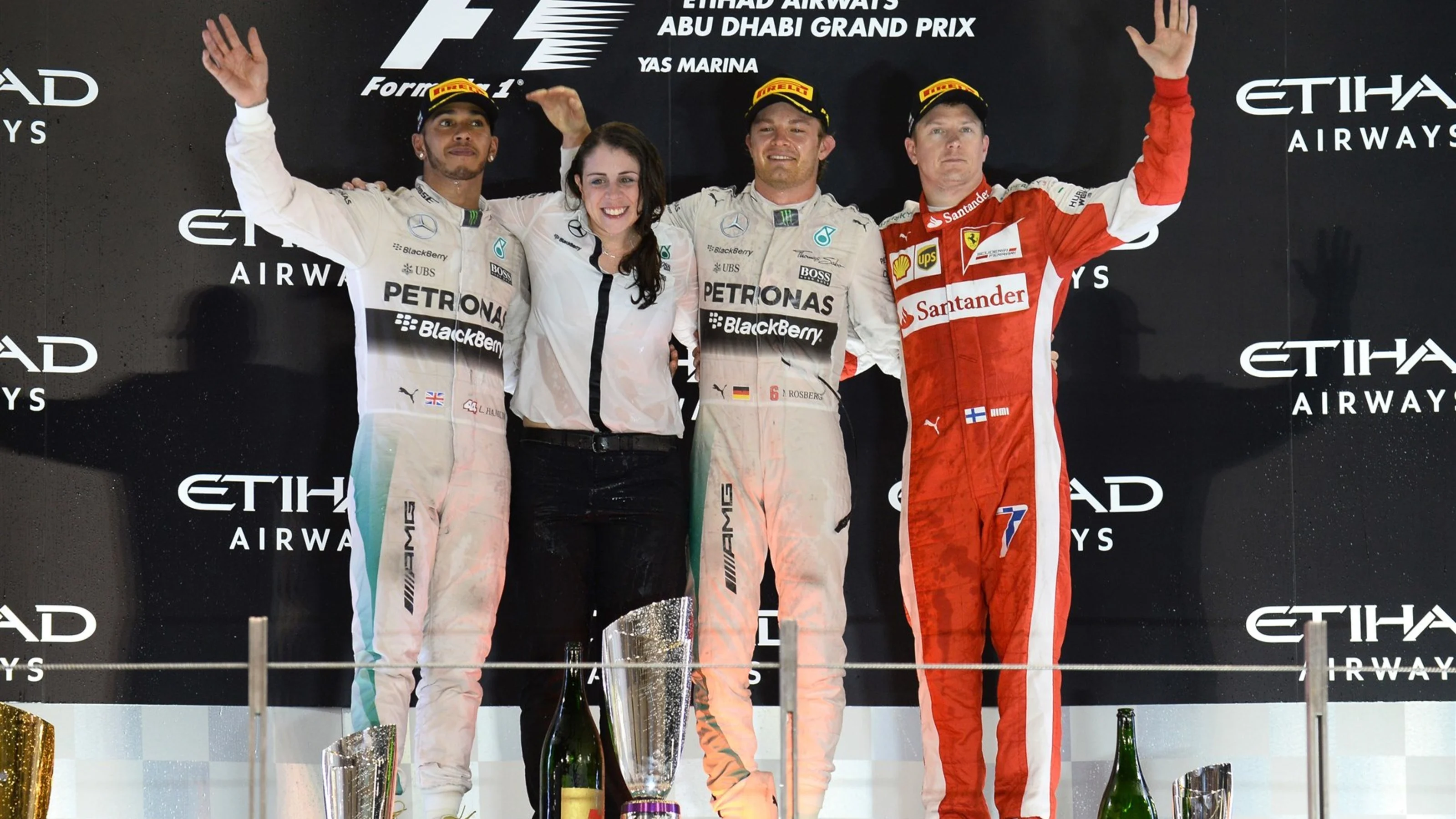 (L to R): Lewis Hamilton (GBR) Mercedes AMG F1, Kim Stevens (GBR) Mercedes AMG F1 Track
