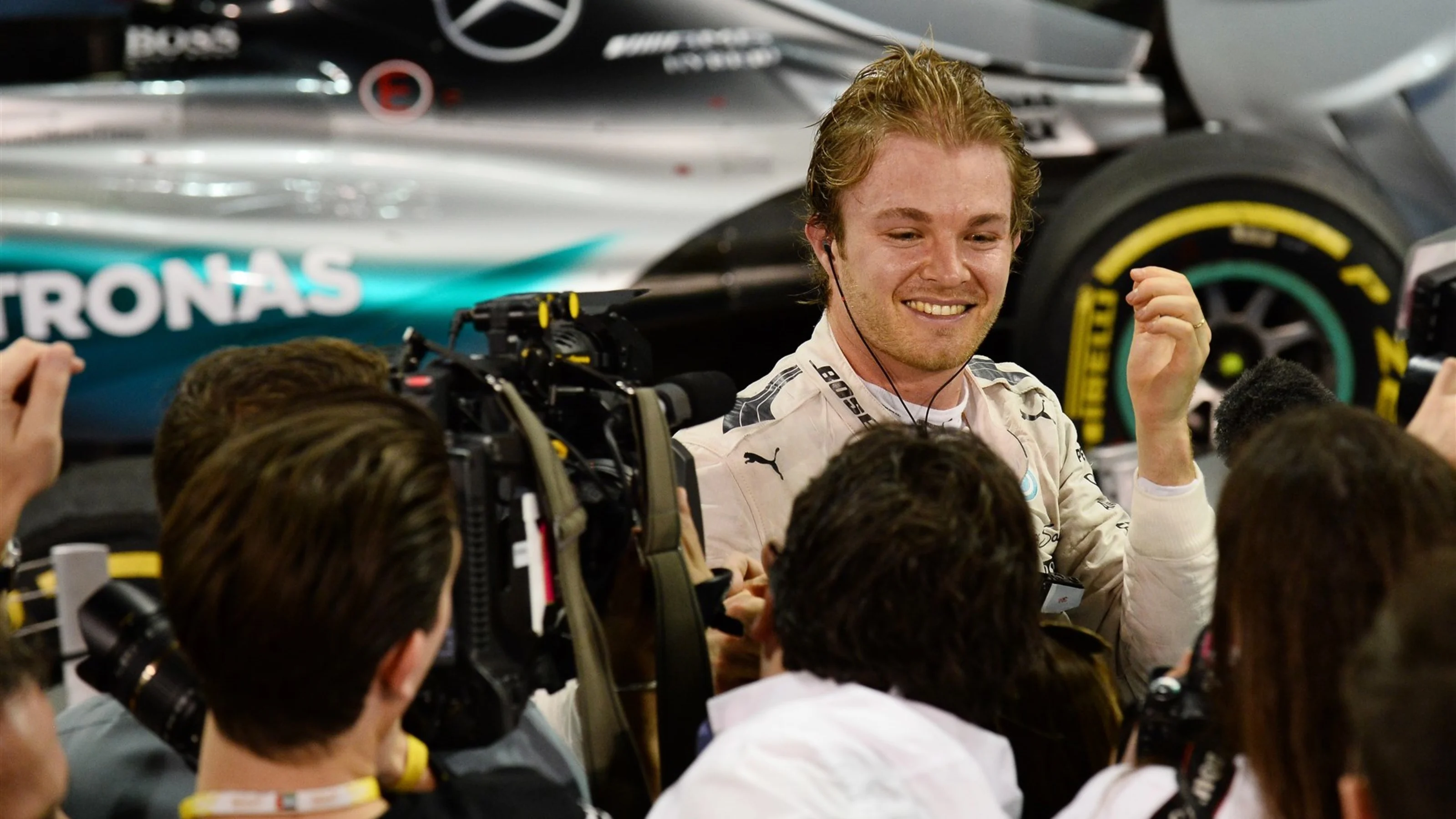 Race winner Nico Rosberg (GER) Mercedes AMG F1 celebrates in parc ferme at Formula One World