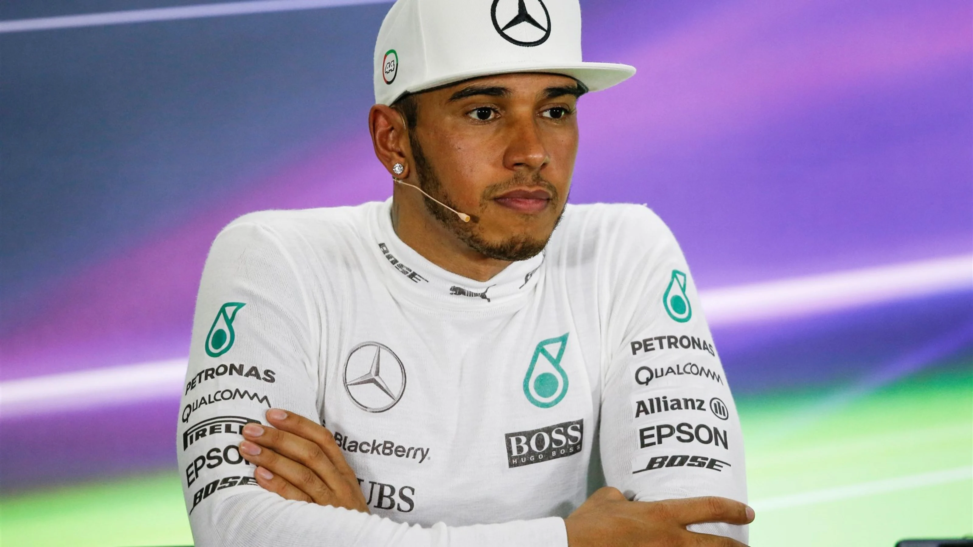 Lewis Hamilton (GBR) Mercedes AMG F1 in the press conference at Formula One World Championship,