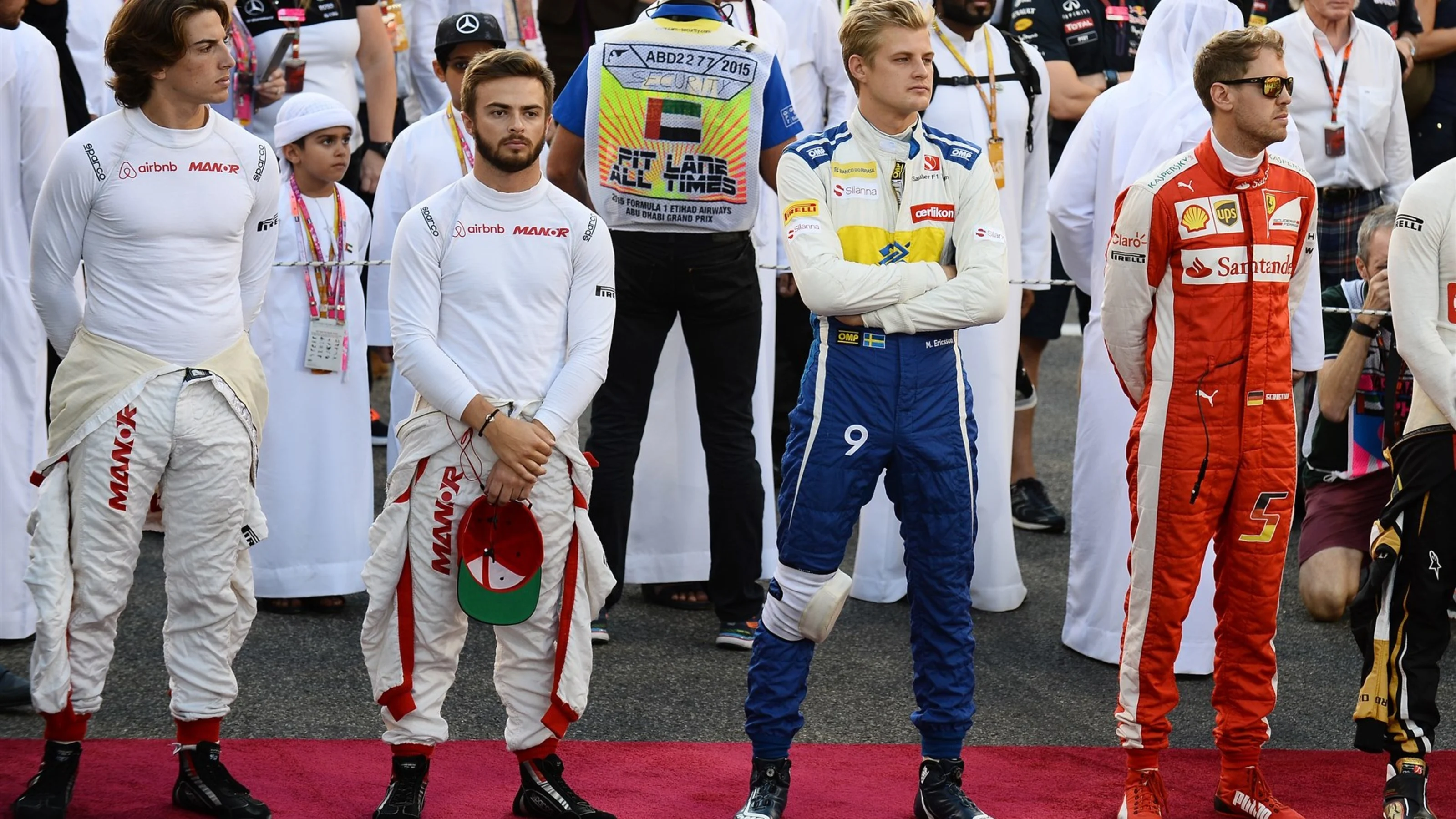 Roberto Merhi (ESP) Manor GP, Will Stevens (GBR) Manor GP, Marcus Ericsson (SWE) Sauber and