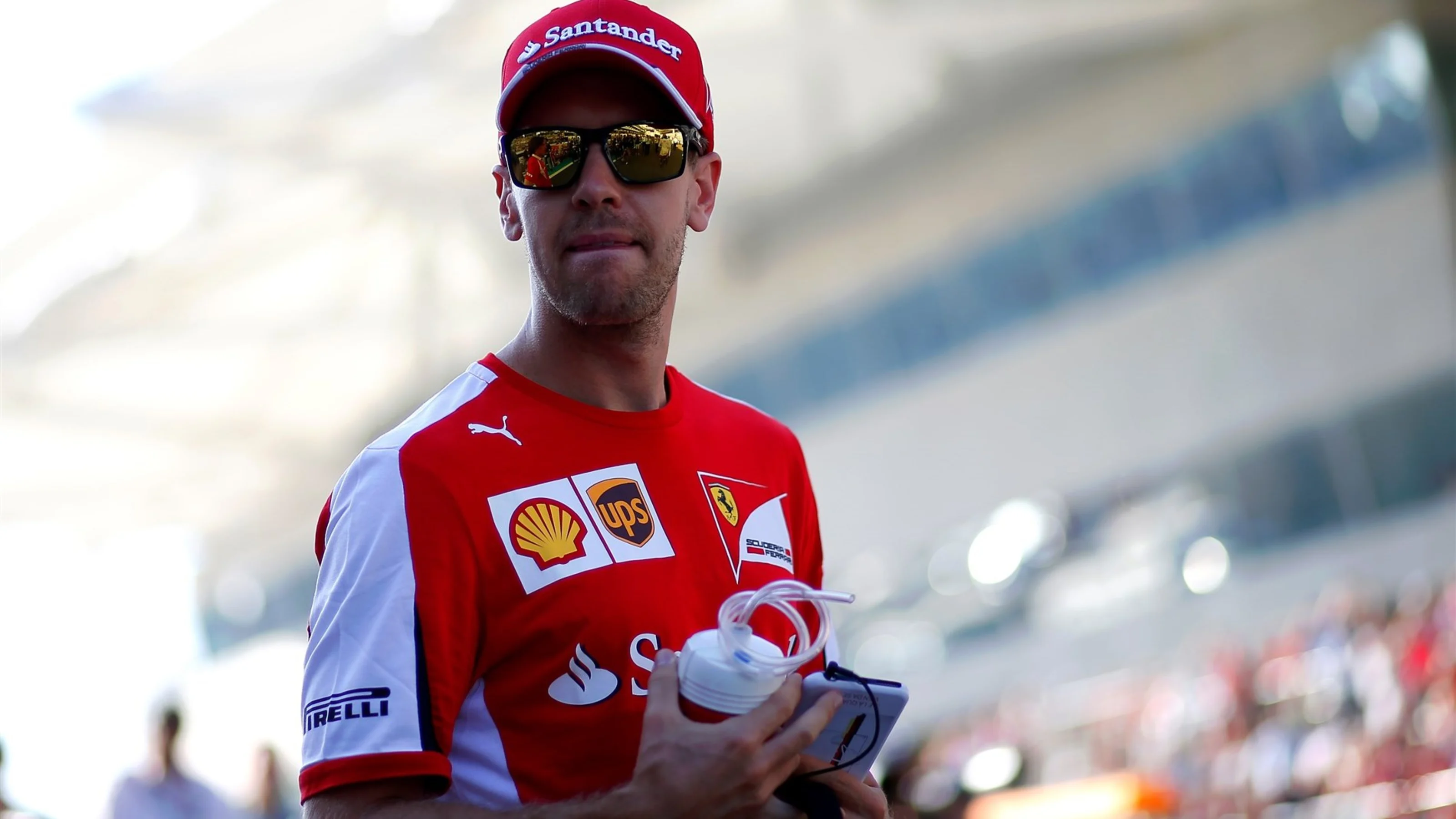 Sebastian Vettel (GER) Ferrari on the drivers paradeat Formula One World Championship, Rd19, Abu