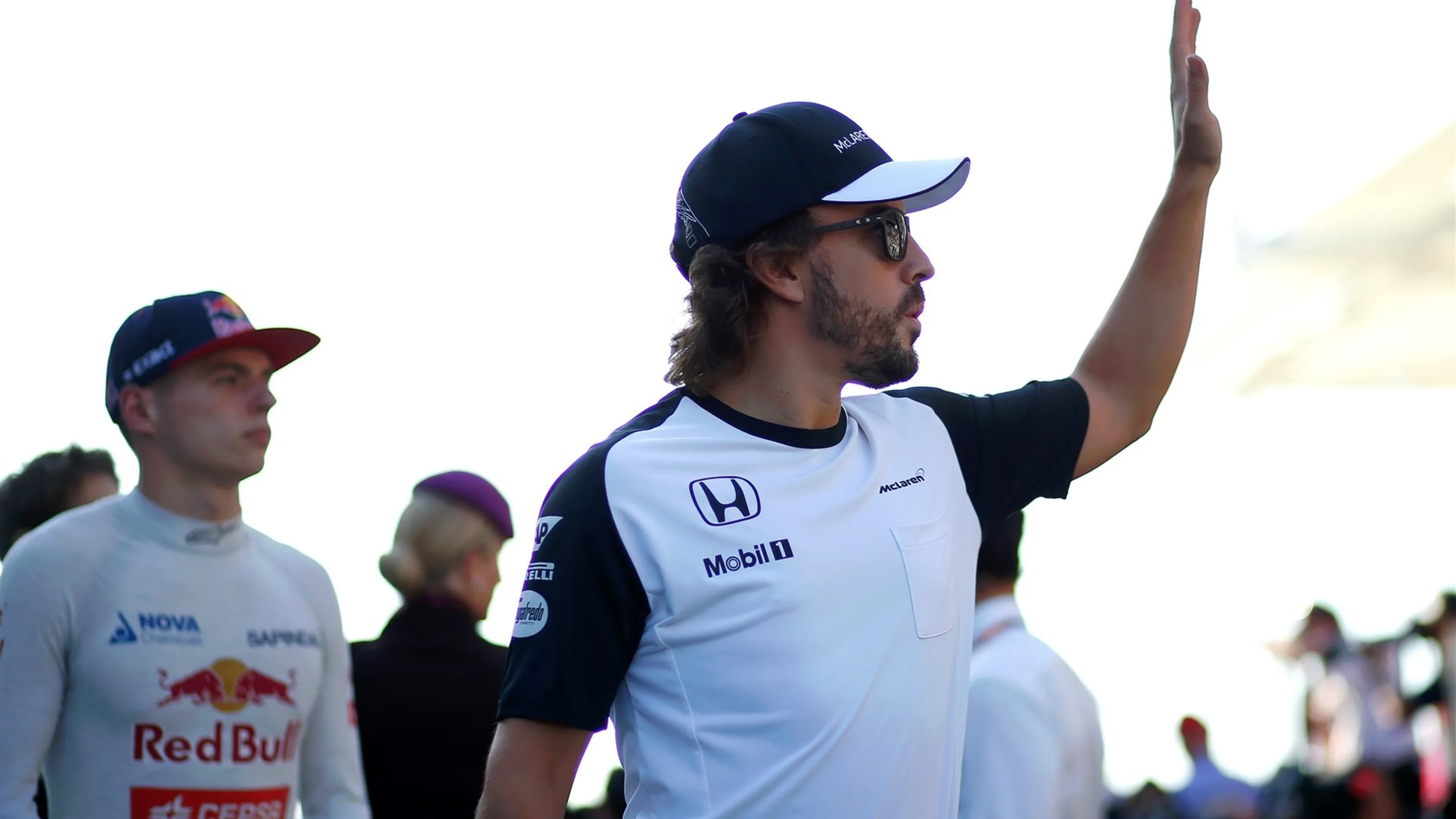 Fernando Alonso (ESP) McLaren on the drivers parade at Formula One World Championship, Rd19, Abu