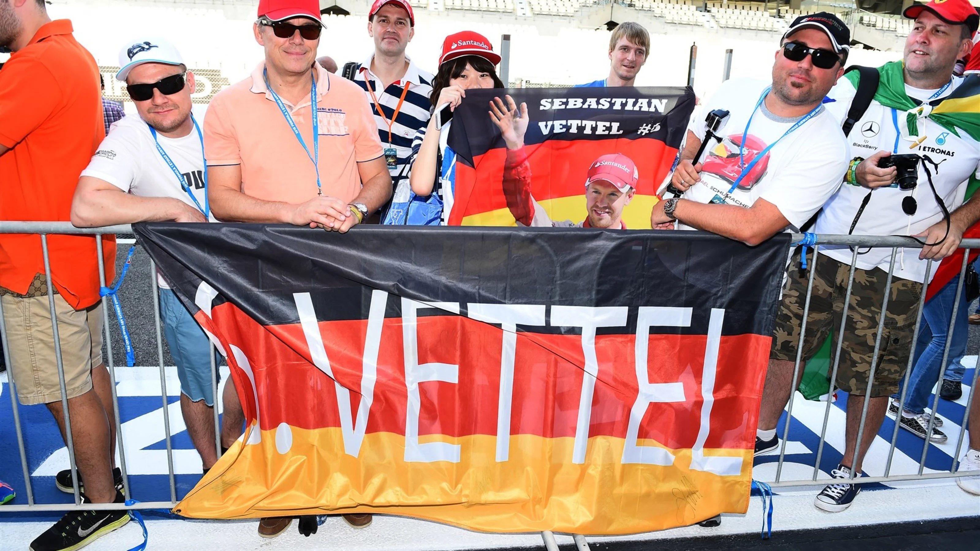 Sebastian Vettel (GER) Ferrari fans at Formula One World Championship, Rd19, Abu Dhabi Grand Prix,