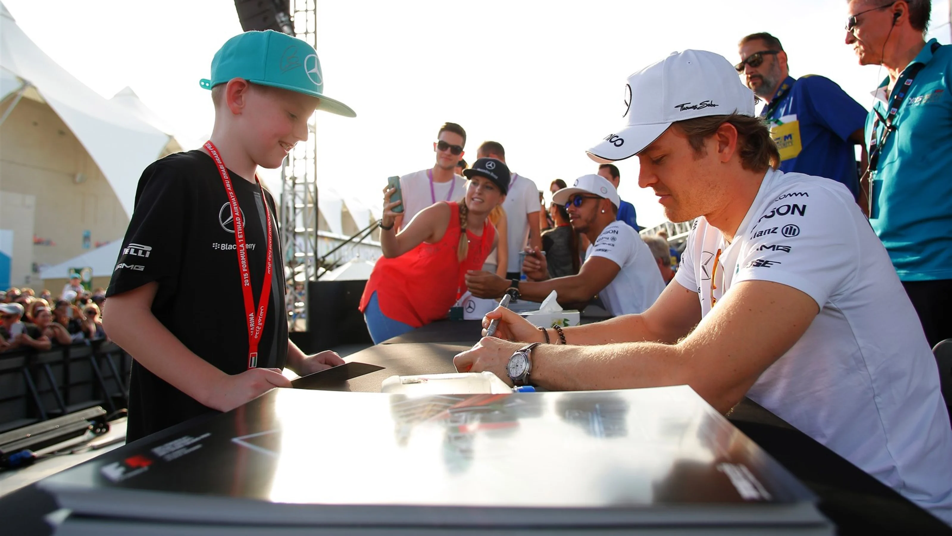 Nico Rosberg (GER) Mercedes AMG F1 signs autographs for the fans at Formula One World Championship,