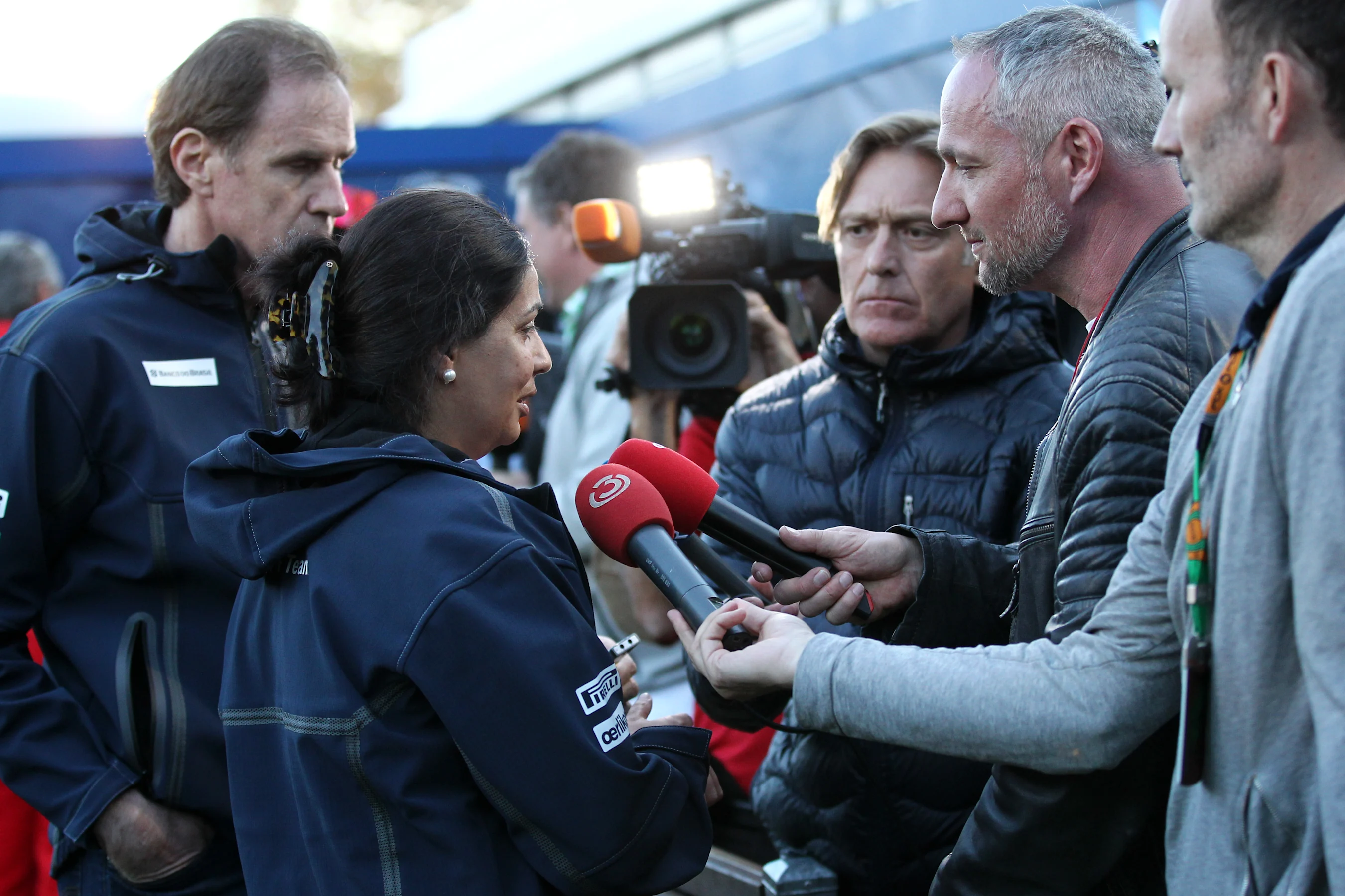 Monisha Kaltenborn (AUT) Sauber Team Prinicpal talking to the media at Formula One World