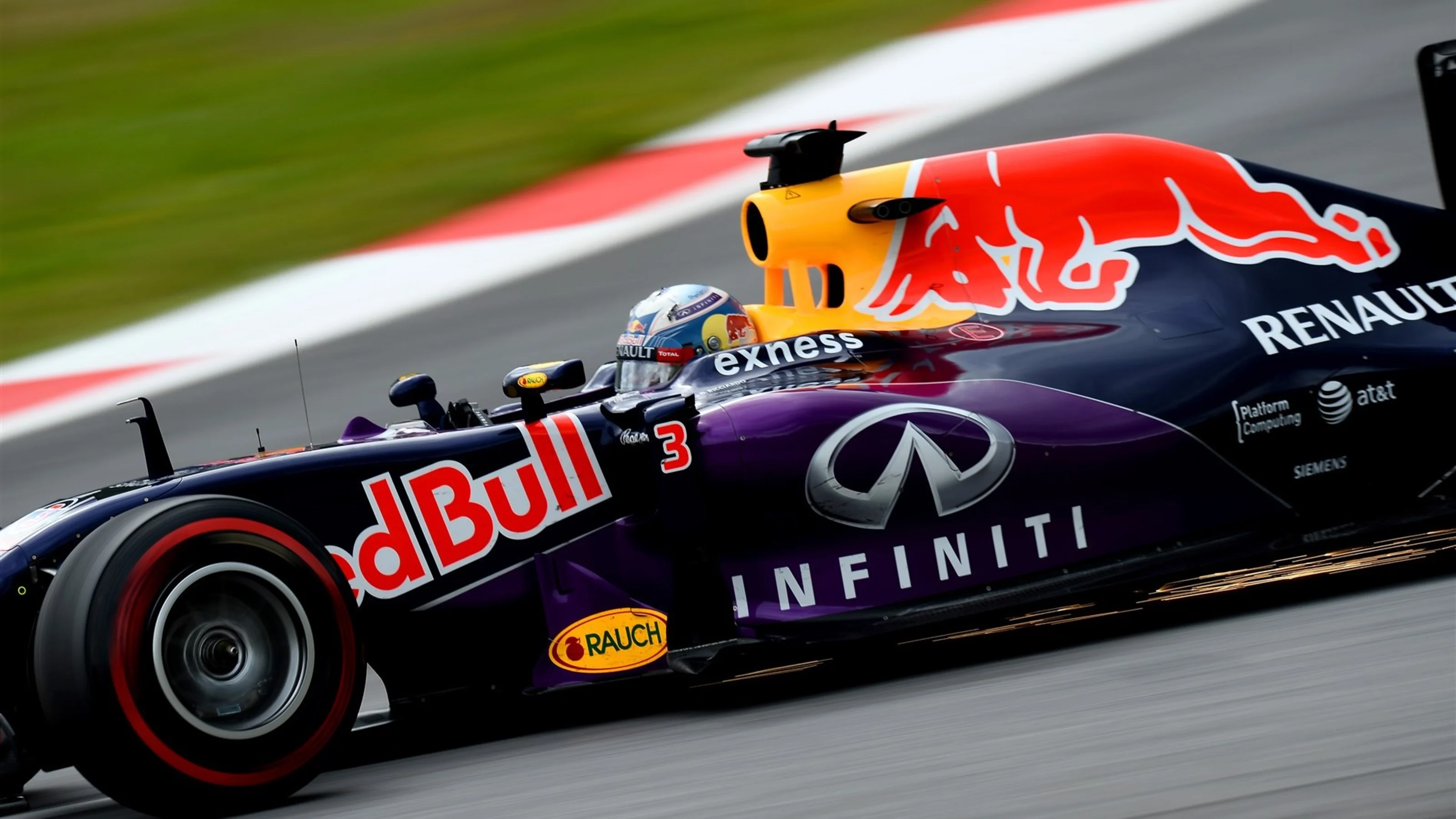 Daniel Ricciardo (AUS) Red Bull Racing RB11 sparks at Formula One World Championship, Rd8, Austrian