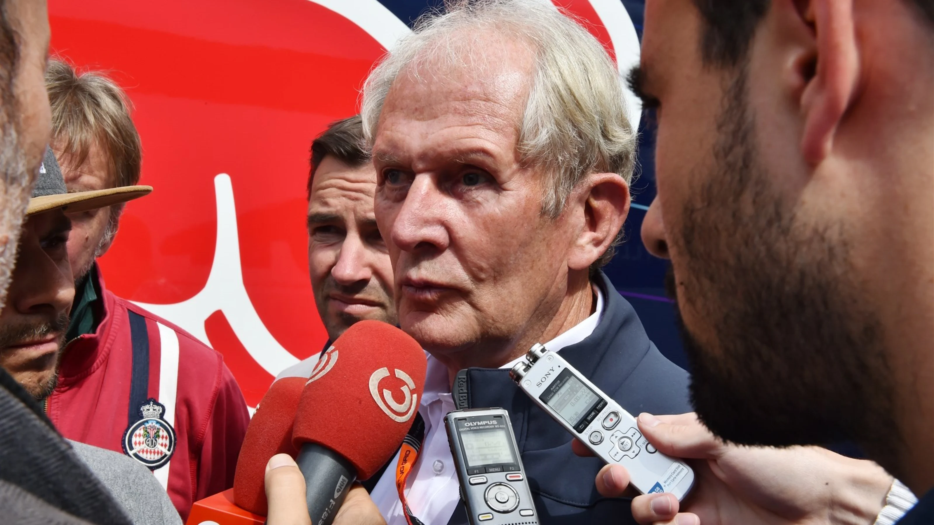 Dr Helmut Marko (AUT) Red Bull Motorsport Consultant talks with the media at Formula One World