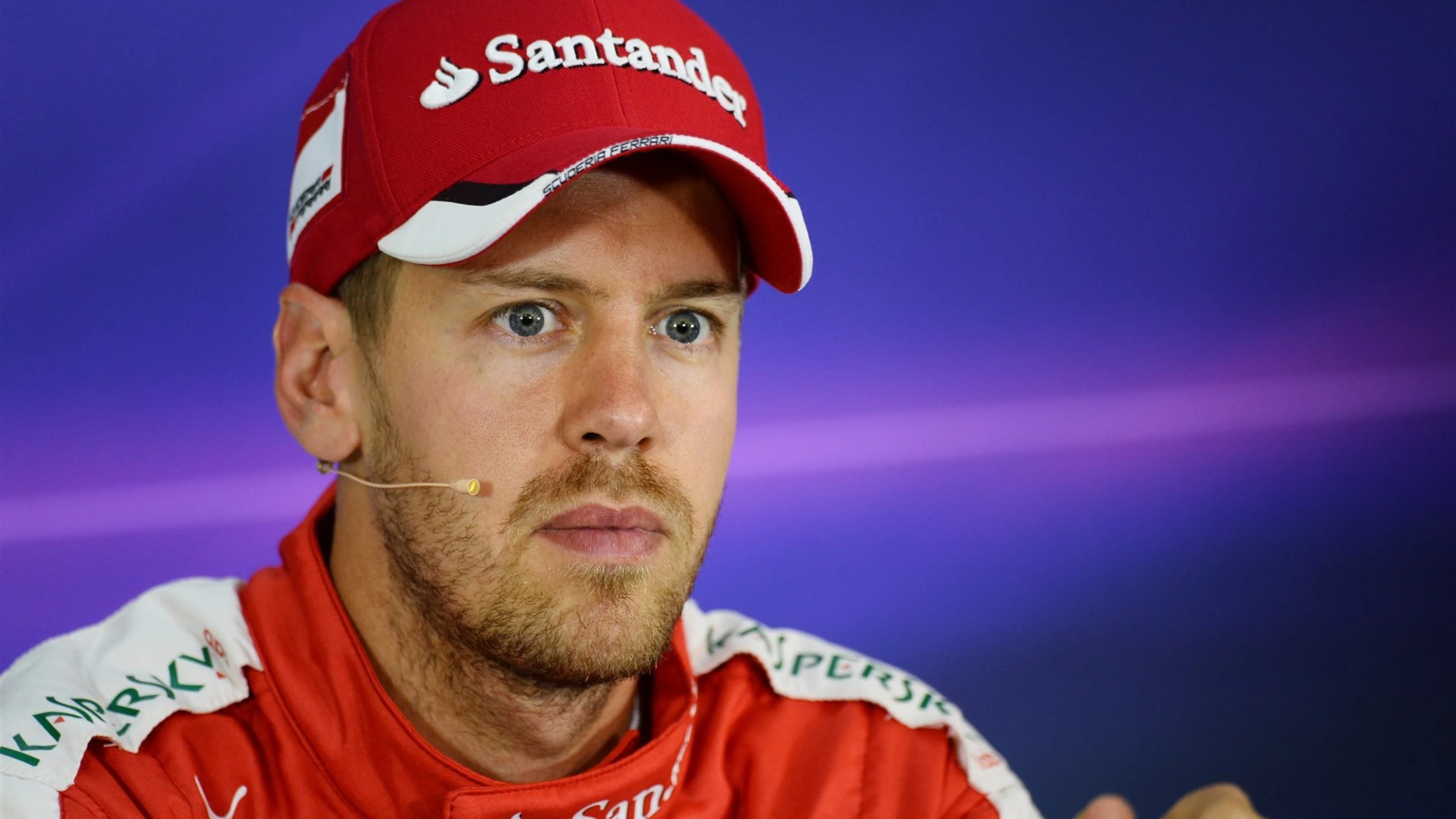 Sebastian Vettel (GER) Ferrari during the Qualifying Press Conference at Formula One World