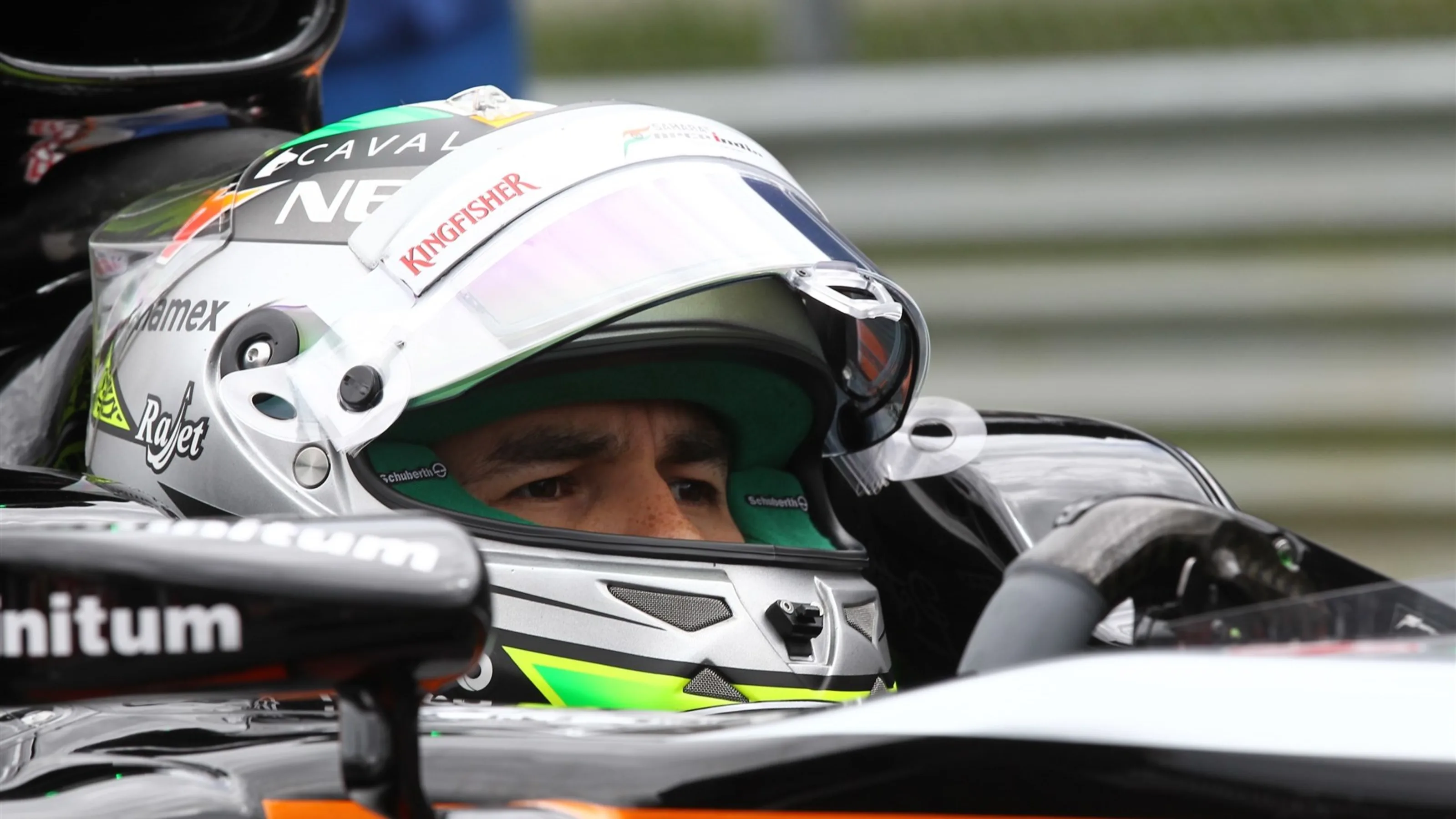 Sergio Perez (MEX) Force India VJM08 on the grid at Formula One World Championship, Rd8, Austrian