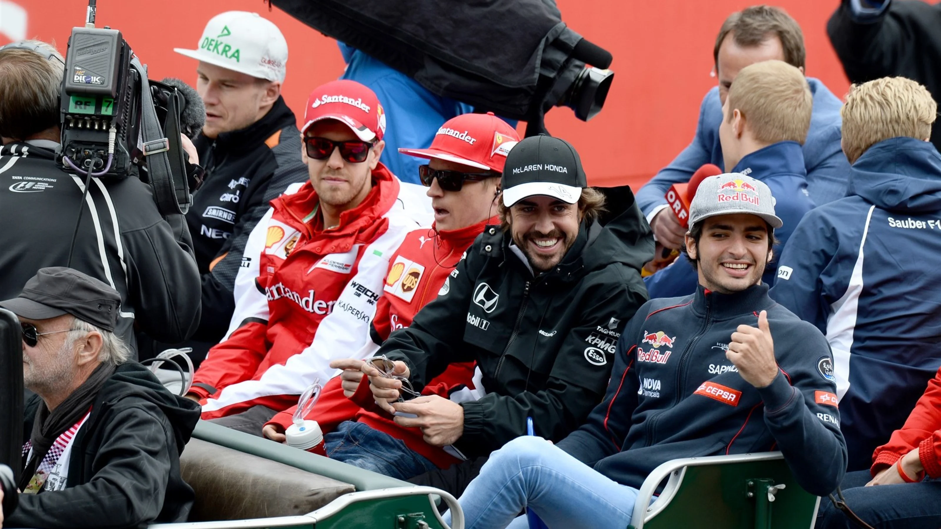 Drivers parade at Formula One World Championship, Rd8, Austrian Grand Prix, Race, Spielberg,