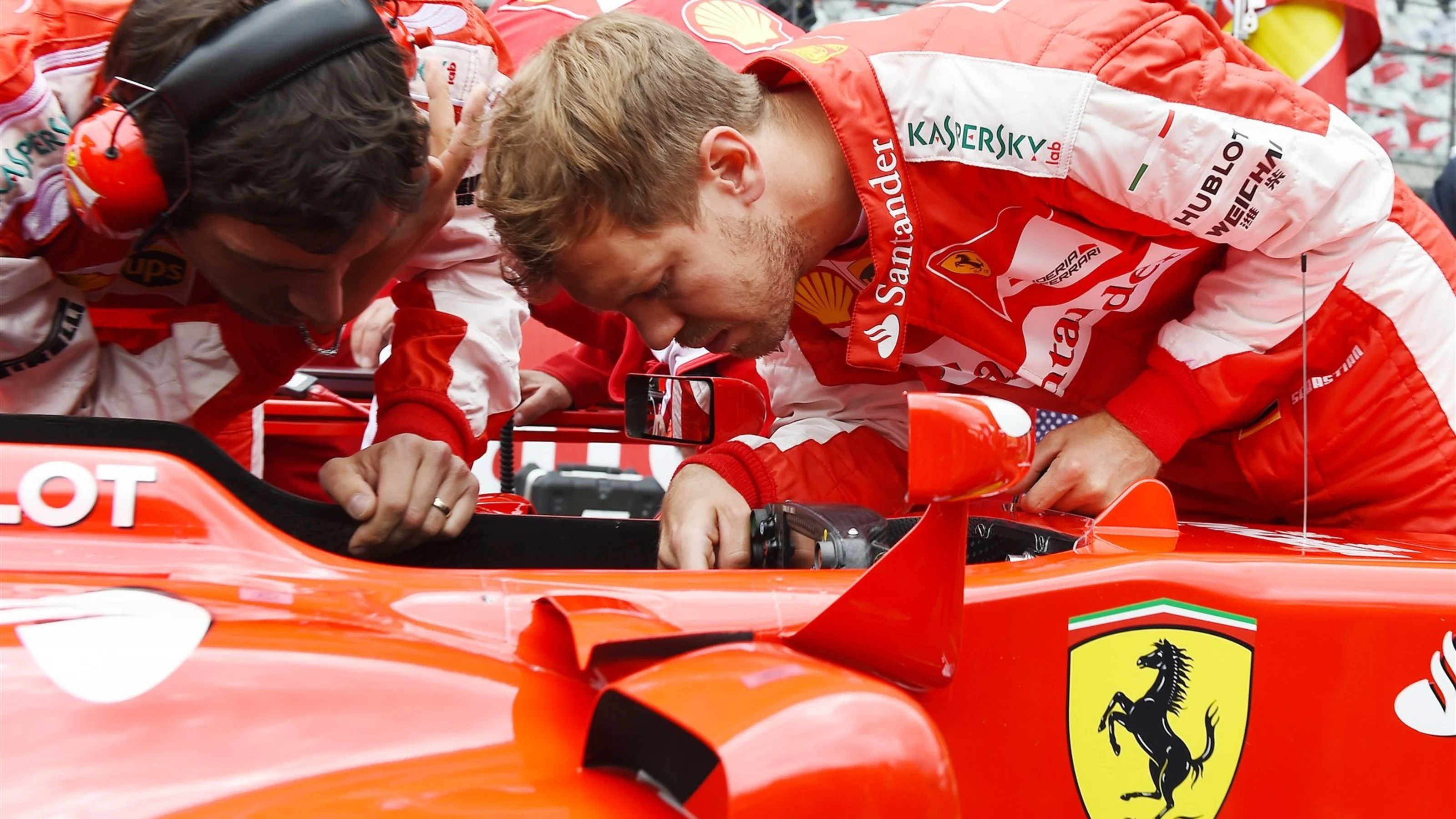 Sebastian Vettel (GER) Ferrari SF15-T on the grid at Formula One World Championship, Rd8, Austrian