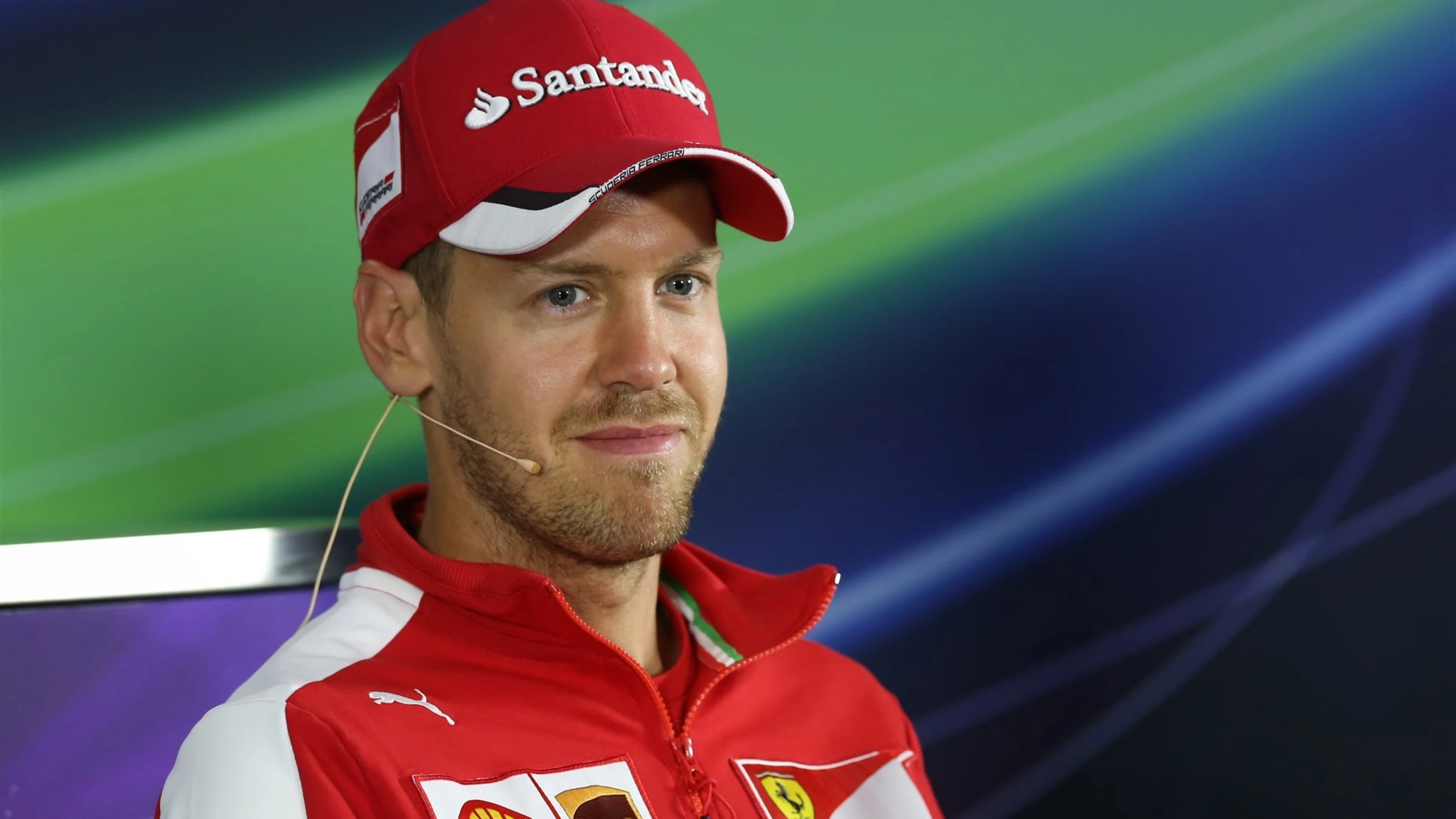 Sebastian Vettel (GER) Ferrari in the press conference at Formula One World Championship, Rd8,