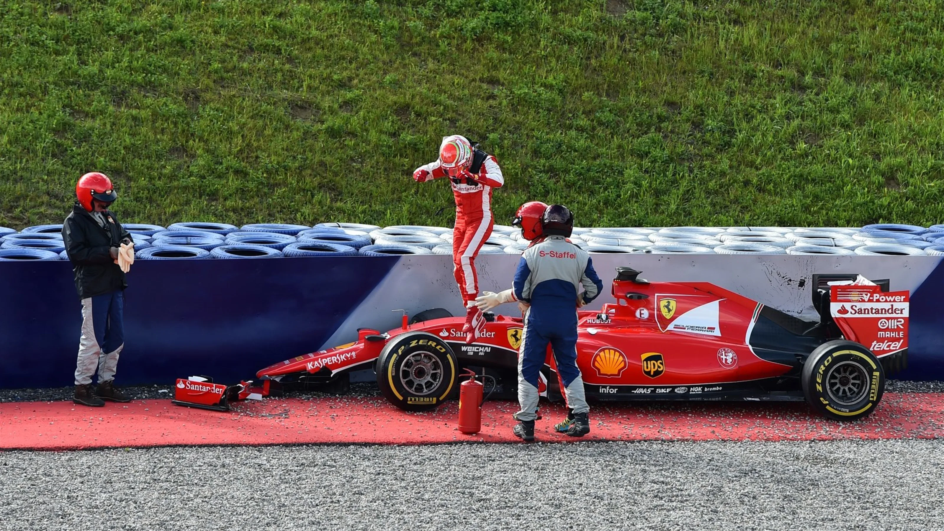 Antonio Fuoco (ITA) Ferrari SF15-T crashed at Formula One Testing, Day One, Spielberg, Austria,