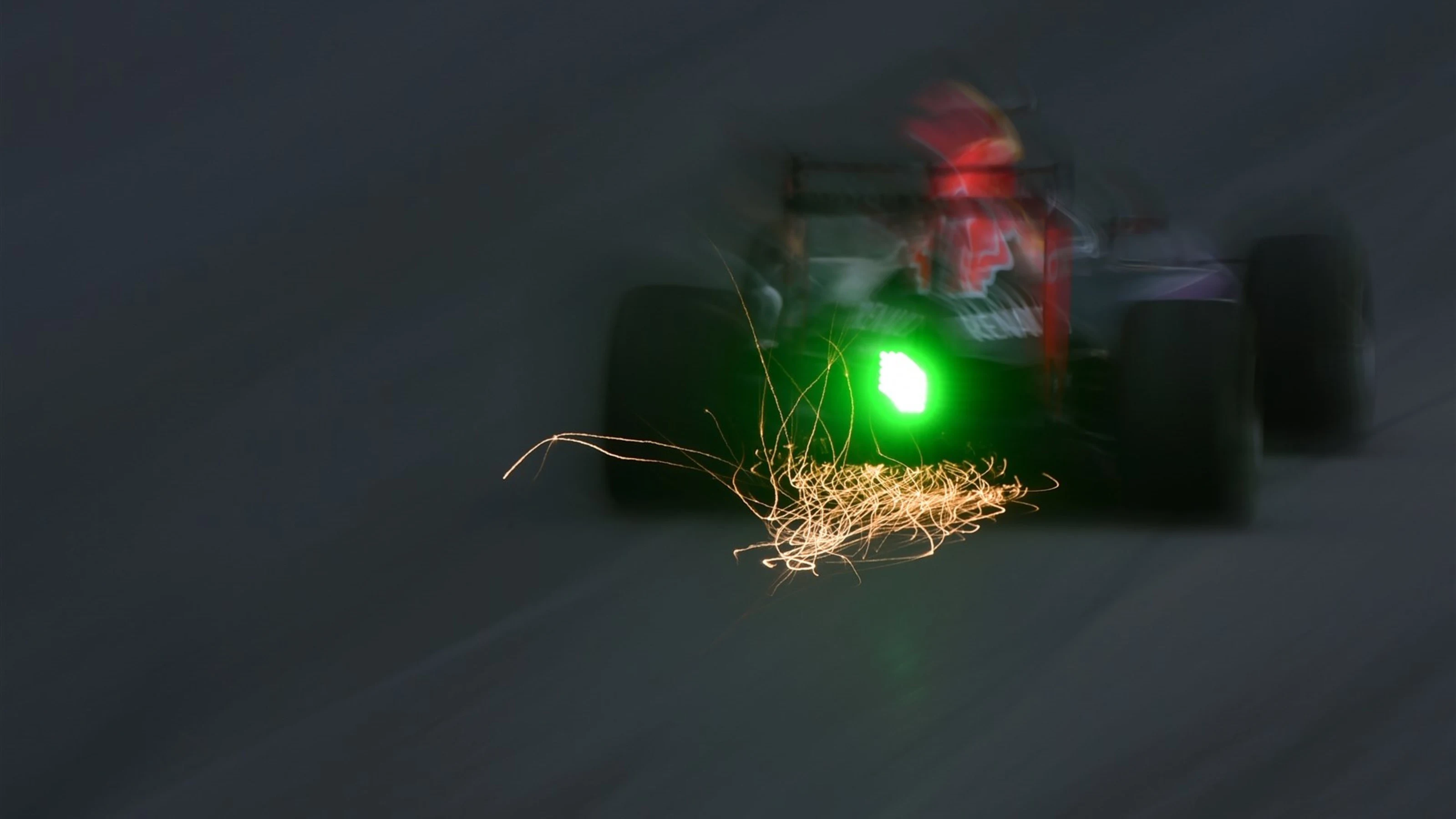 Pierre Gasly (FRA) Red Bull Racing RB11 sparks at Formula One Testing, Day One, Spielberg, Austria,