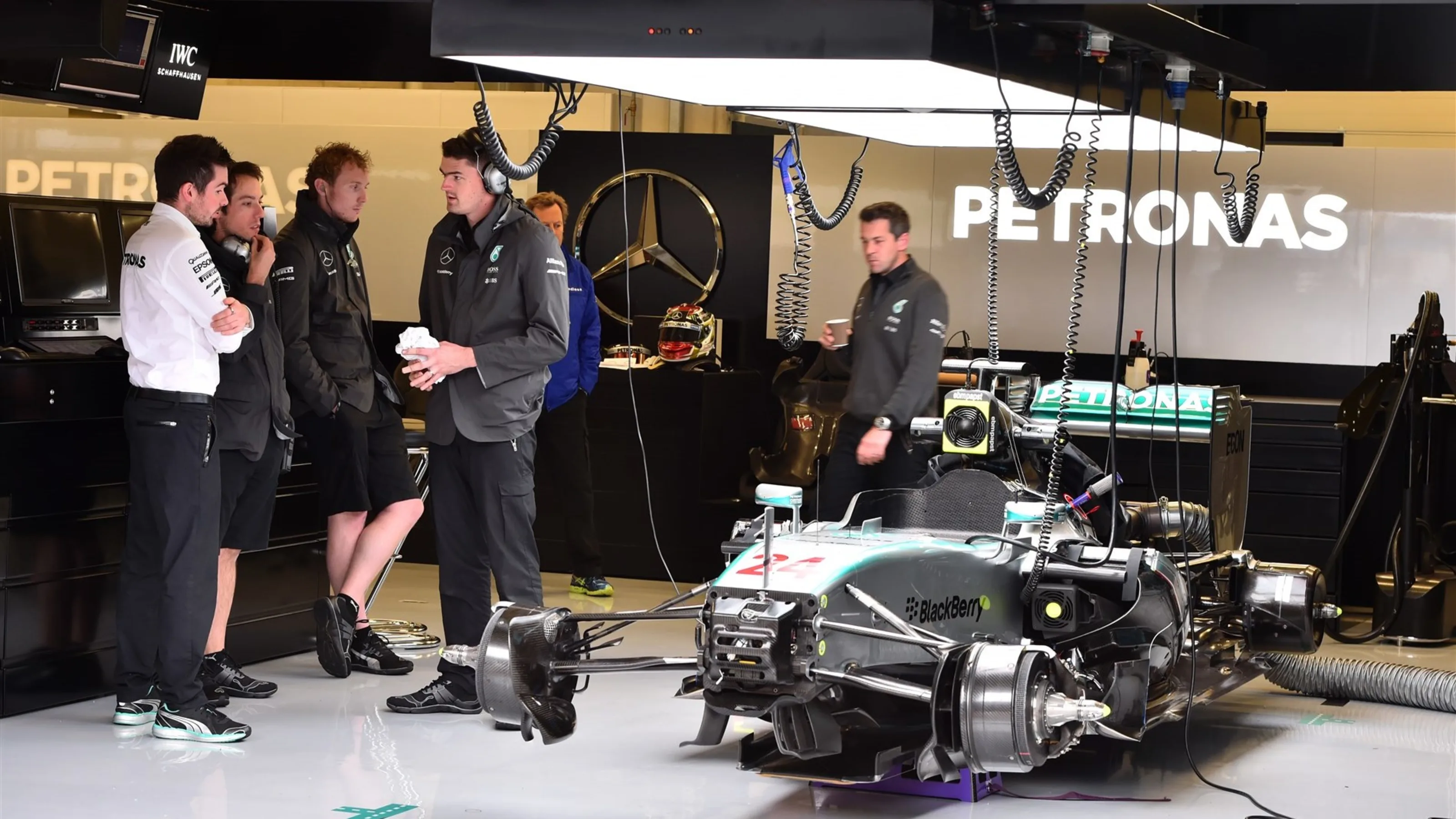 Mercedes AMG F1 W06 in the garage at Formula One Testing, Day One, Spielberg, Austria, Tuesday 23
