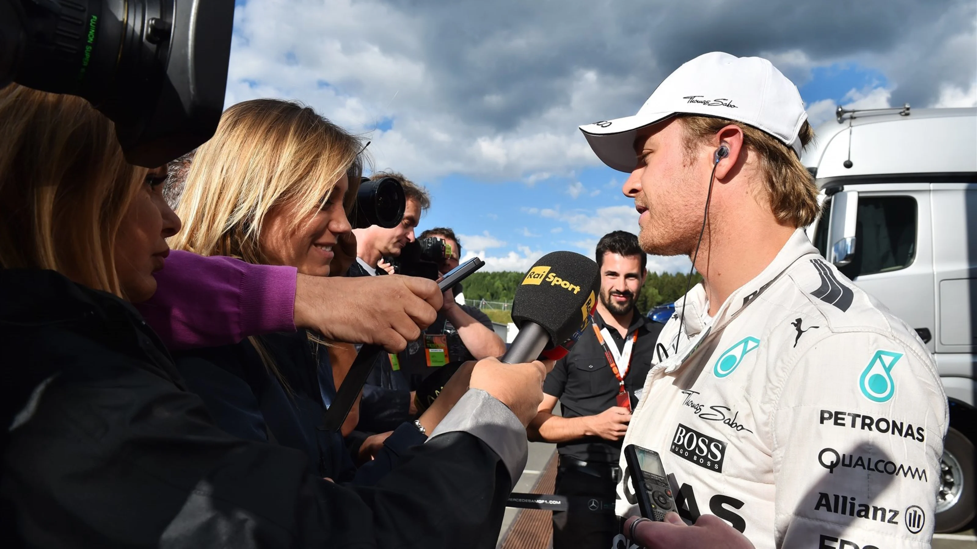 Nico Rosberg (GER) Mercedes AMG F1 talks to the media at Formula One Testing, Day Two, Spielberg,