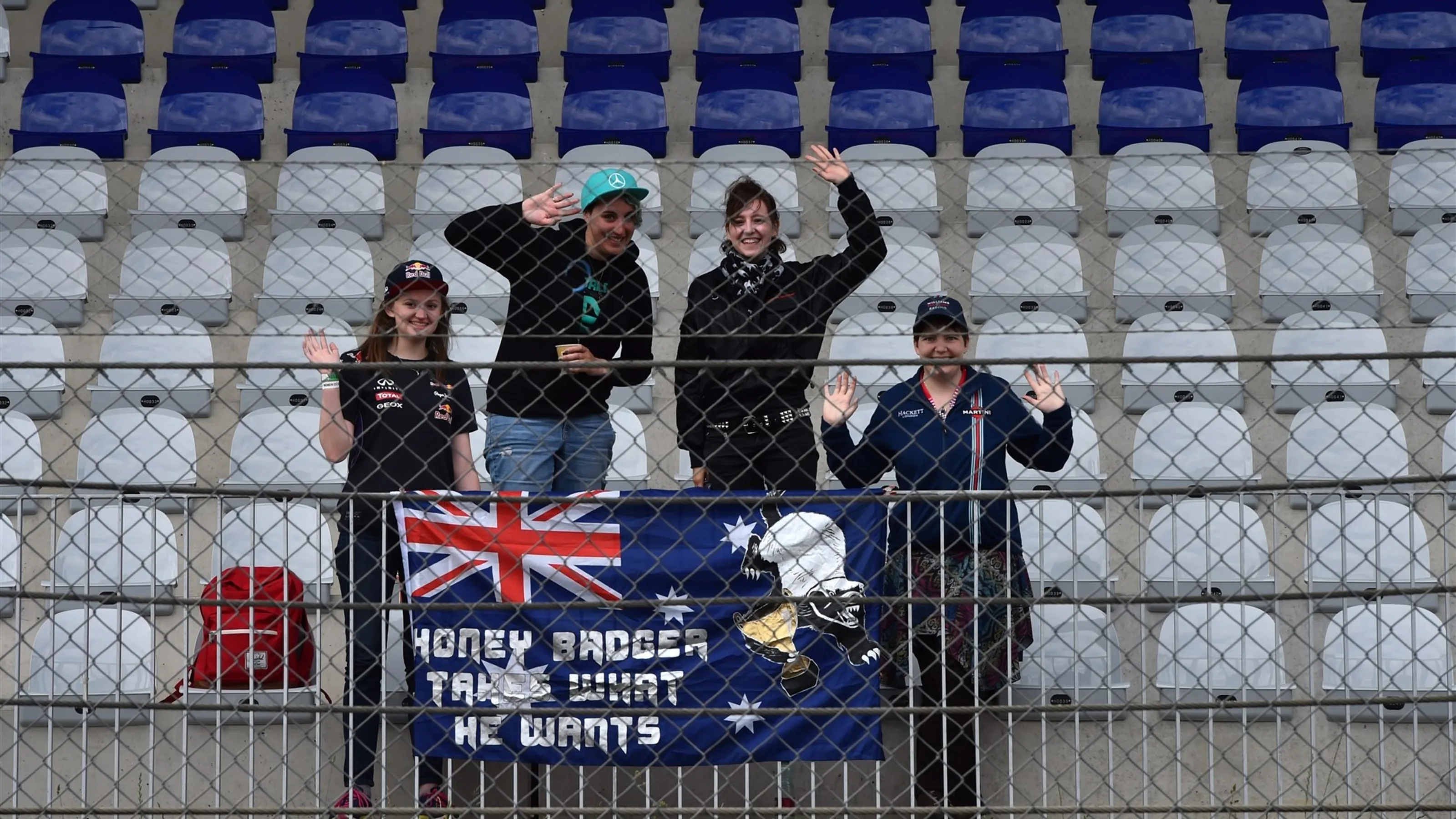 Daniel Ricciardo (AUS) Red Bull Racing fans and banner at Formula One Testing, Day Two, Spielberg,