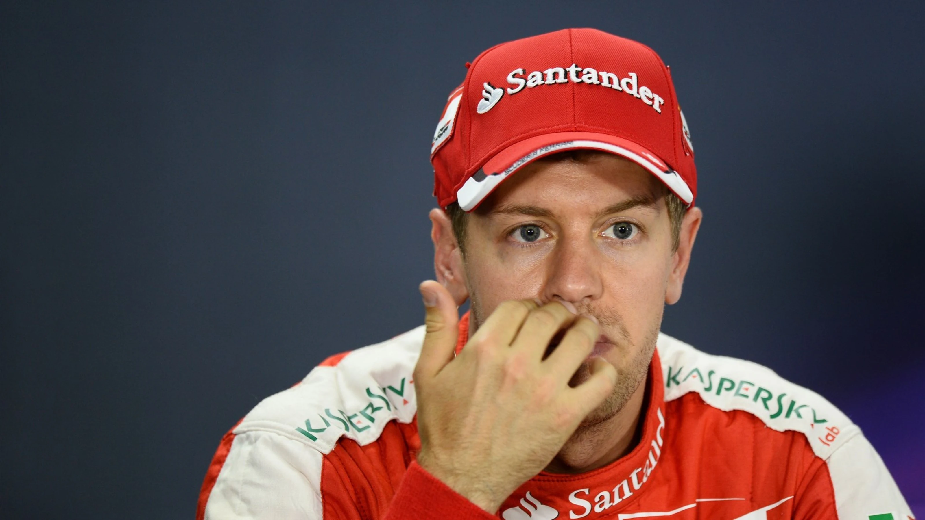 Sebastian Vettel (GER) Ferrari in the press conference at Formula One World Championship, Rd4,