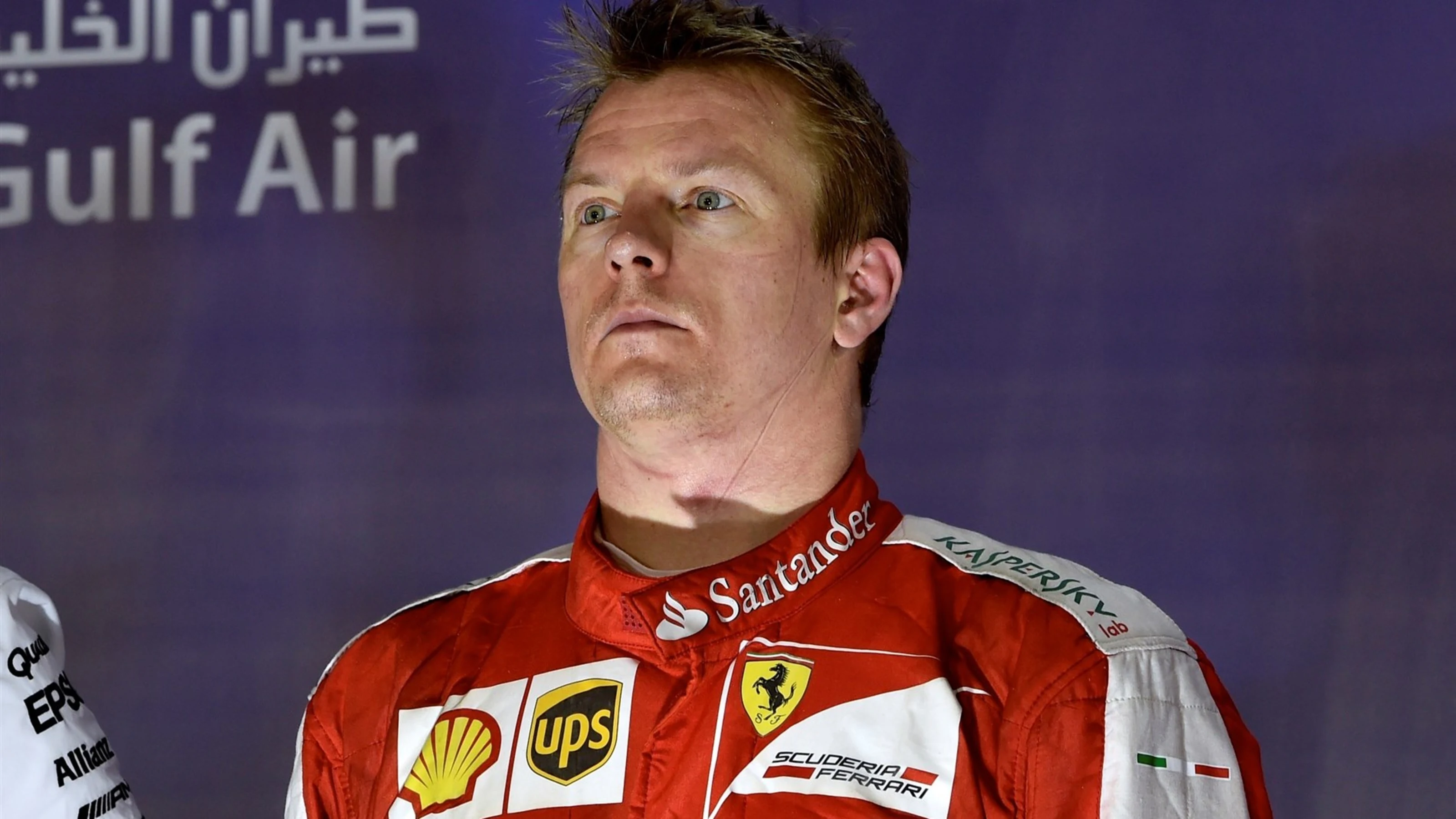 Kimi Raikkonen (FIN) Ferrari on the podium at Formula One World Championship, Rd4, Bahrain Grand