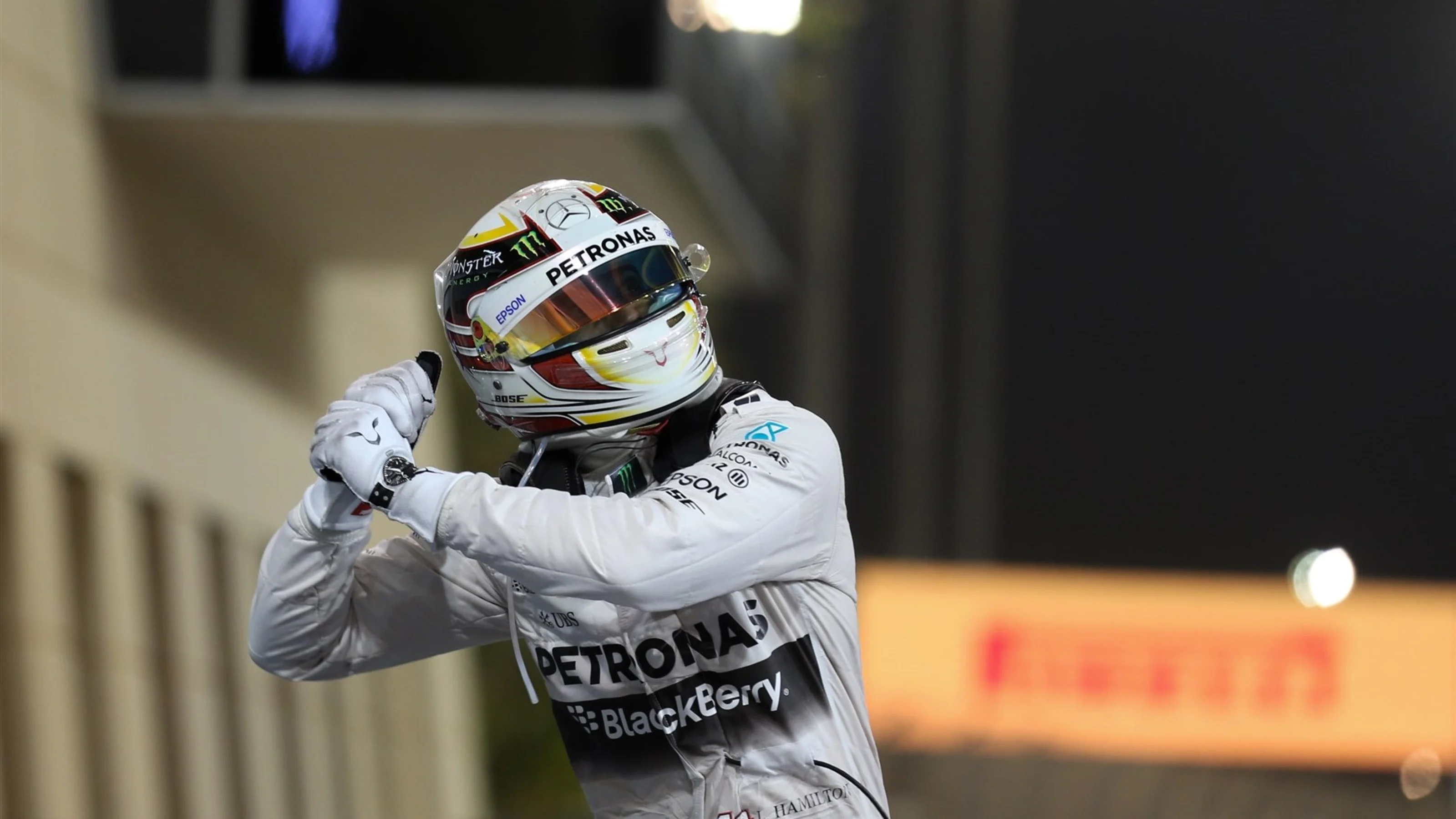 Race winner Lewis Hamilton (GBR) Mercedes AMG F1 celebrates in parc ferme at Formula One World