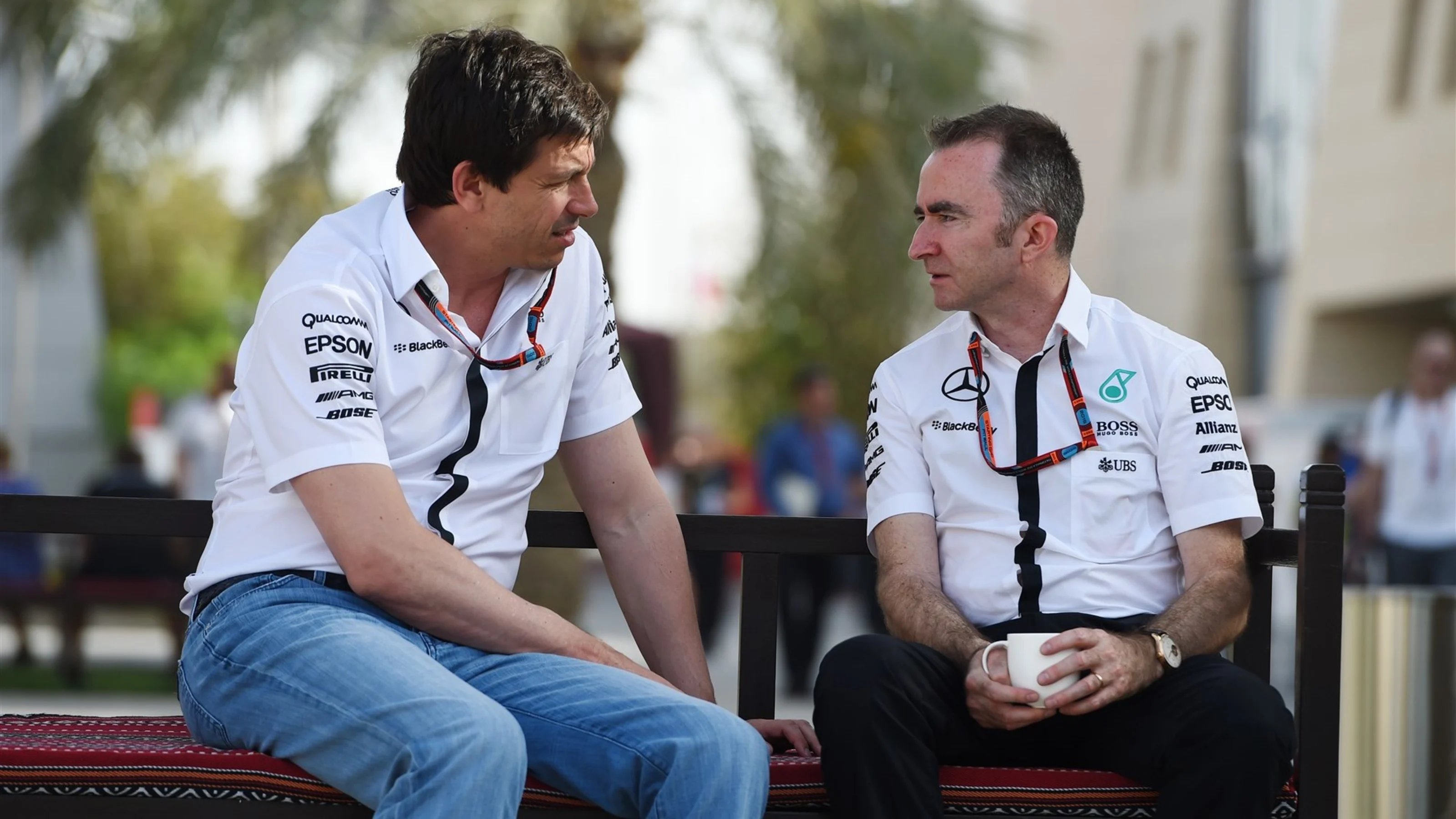 Toto Wolff (AUT) Mercedes AMG F1 Director of Motorsport and Paddy Lowe (GBR) Mercedes AMG F1