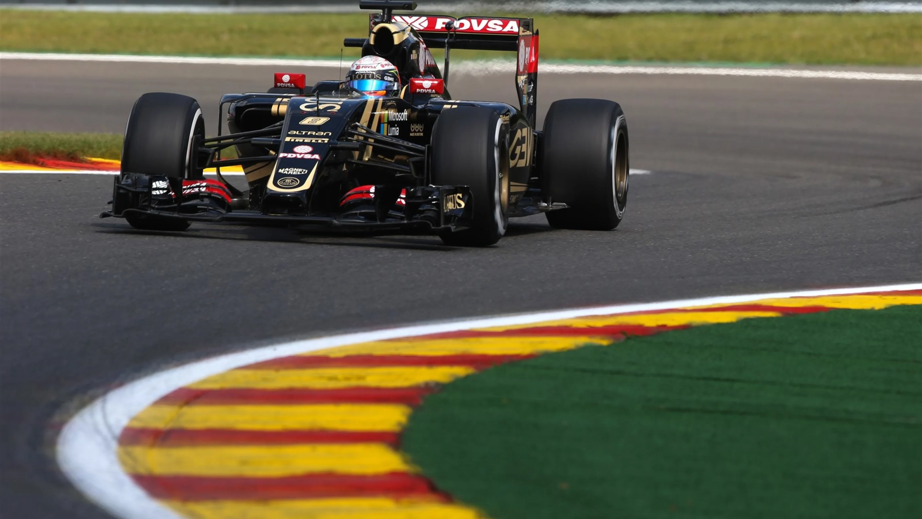 Romain Grosjean (FRA) Lotus E23 Hybrid at Formula One World Championship, Rd11, Belgian Grand Prix,