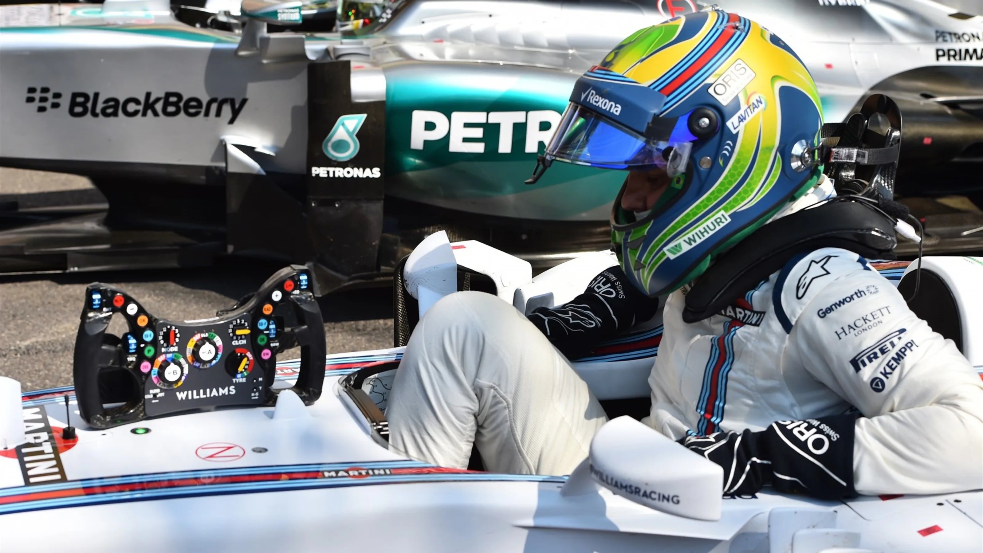 Felipe Massa (BRA) Williams in parc ferme at Formula One World Championship, Rd11, Belgian Grand