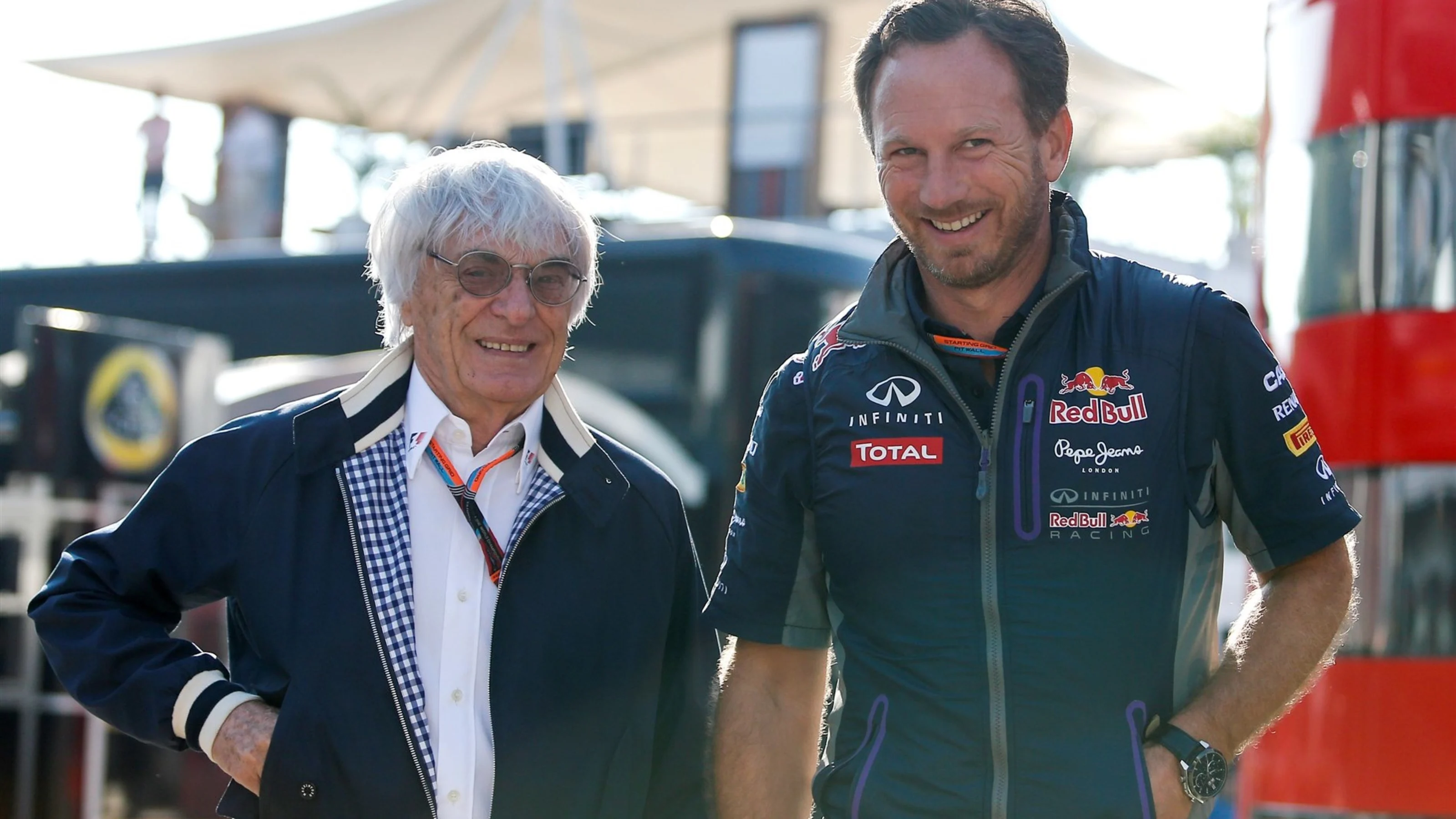 Bernie Ecclestone (GBR) CEO Formula One Group (FOM) and Christian Horner (GBR) Red Bull Racing Team