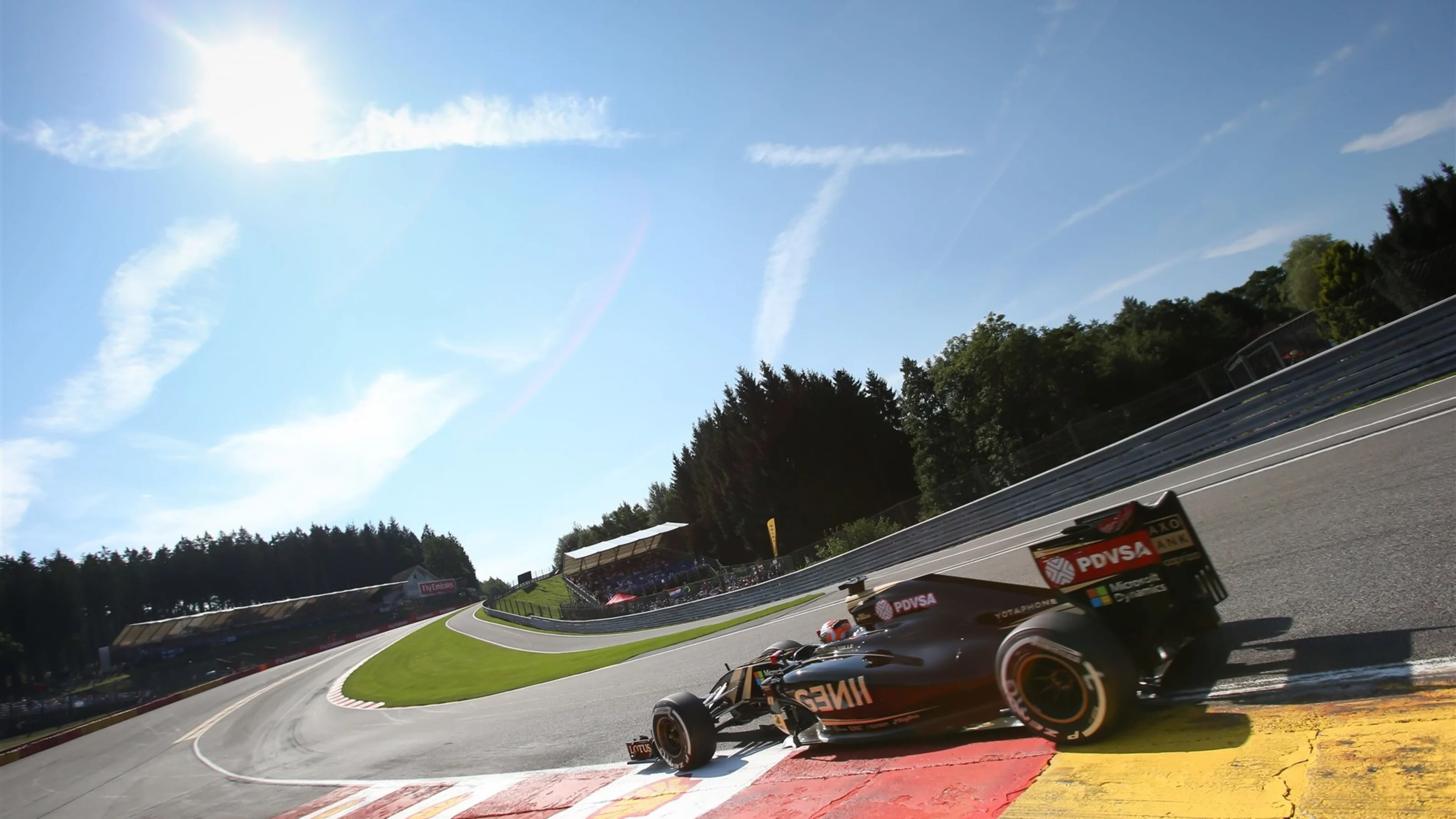 Romain Grosjean (FRA) Lotus E23 Hybrid at Formula One World Championship, Rd11, Belgian Grand Prix,